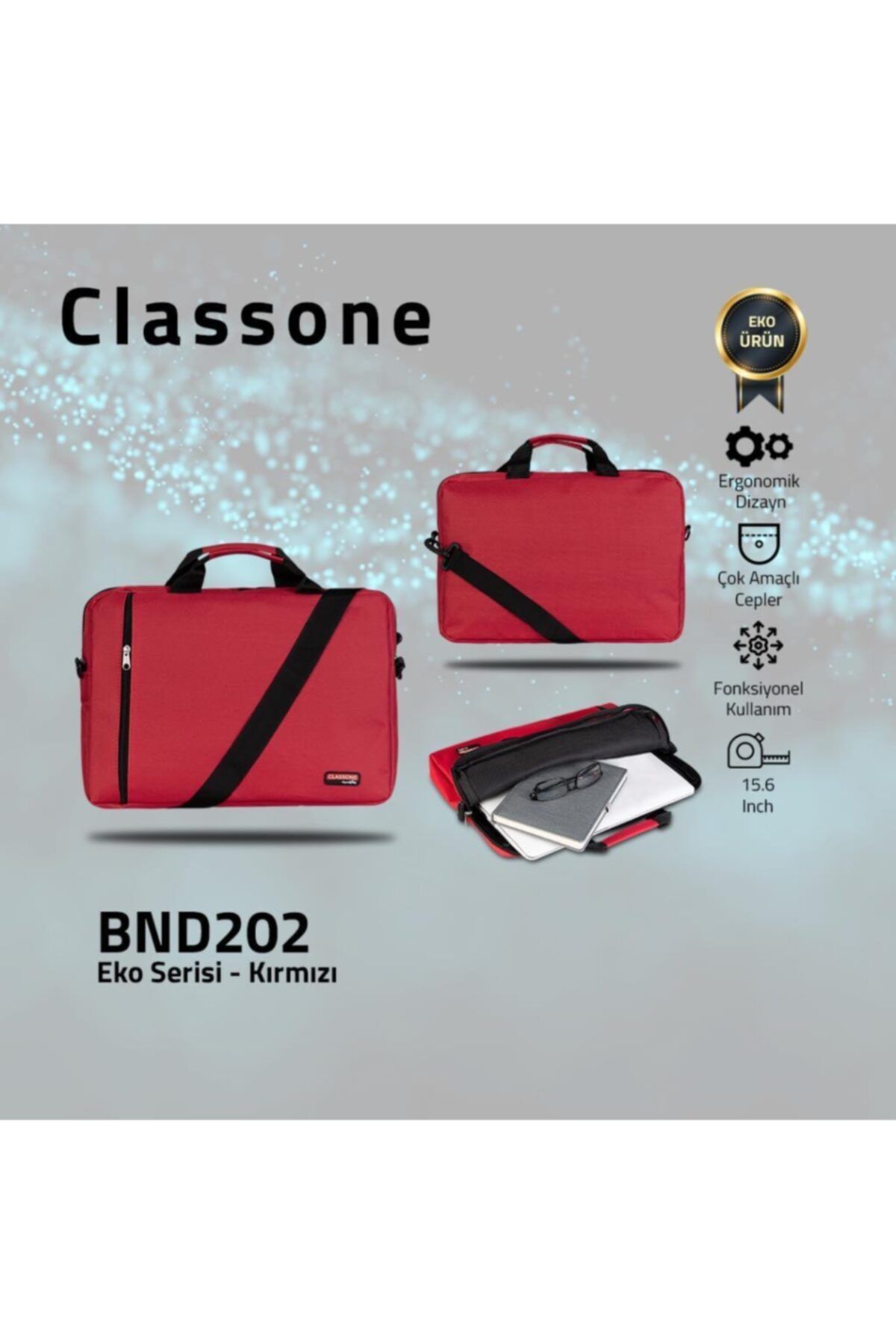 Classone Bnd202 15.6 Inç Eko Serisi Laptop, Notebook El Çantası -kırmızı