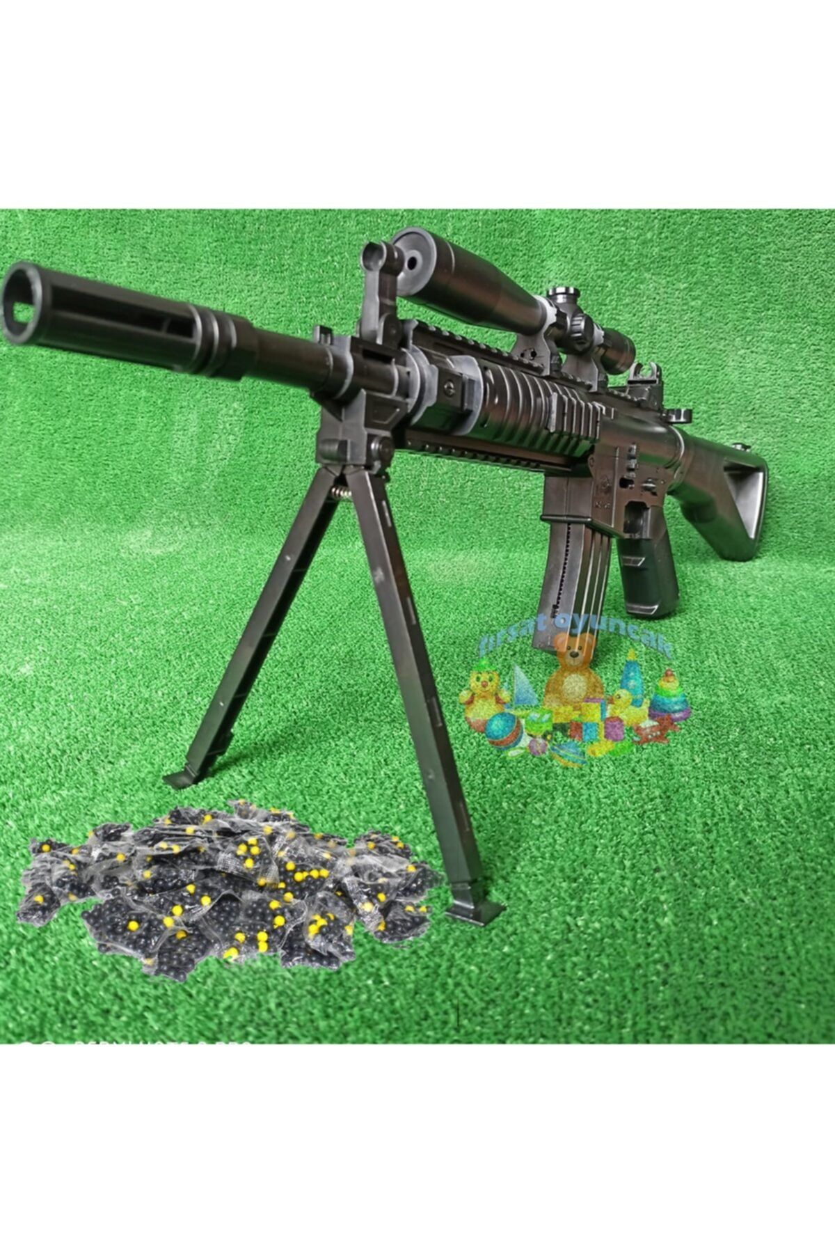 Fırsat Oyuncak Gerçek Görünümlü Lazerli Ayaklı Şarjörlü Boncuk Atan Sniper Keskin Oyuncak Tüfek