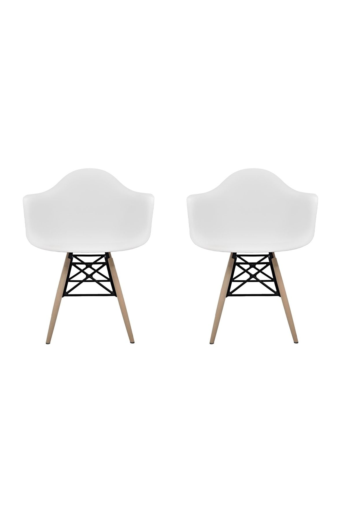 Dorcia Home Kolçaklı Eames Plastik Kafesli Sandalye - 2 Adet - Cafe Balkon Mutfak Sandalyesi