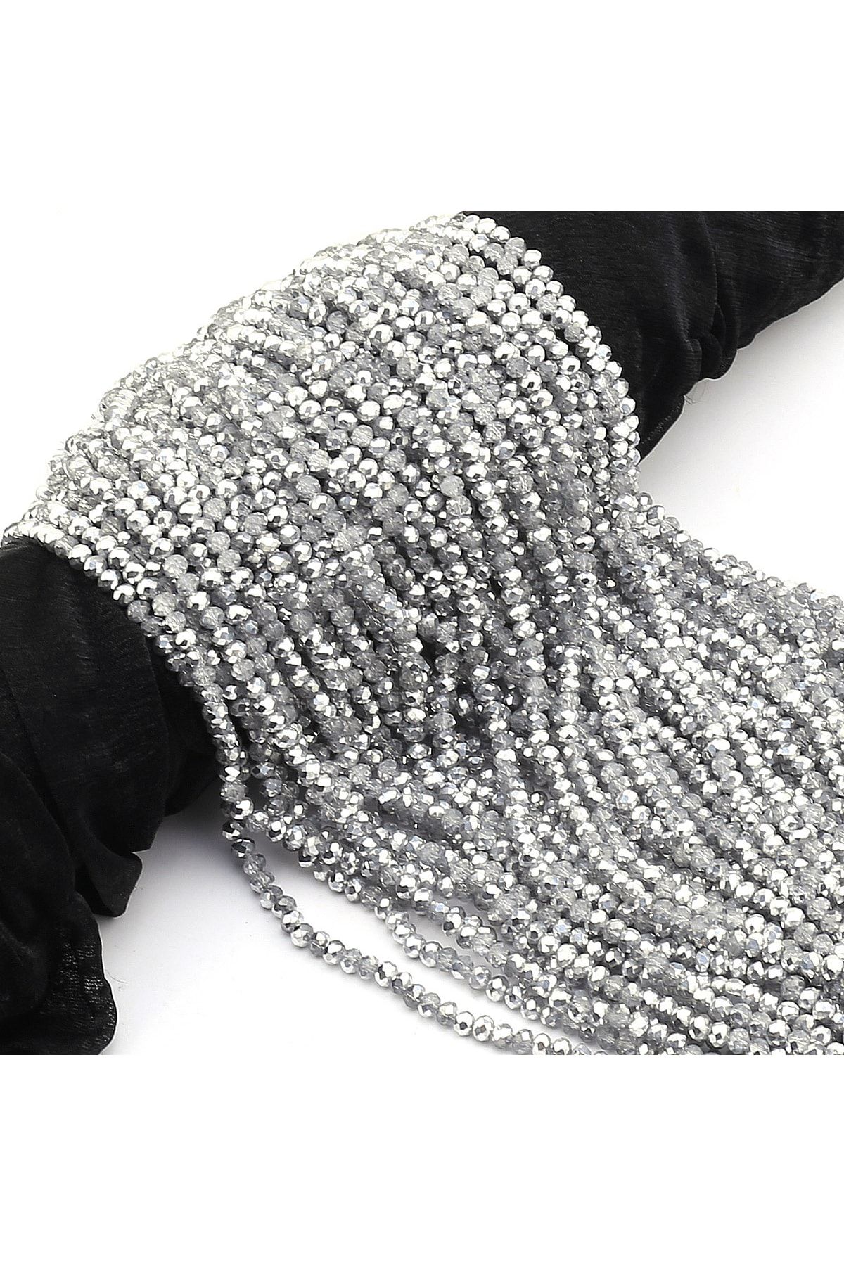 Hobi Dünya 6 Mm Parlak Gümüş Kristal Cam Boncuk