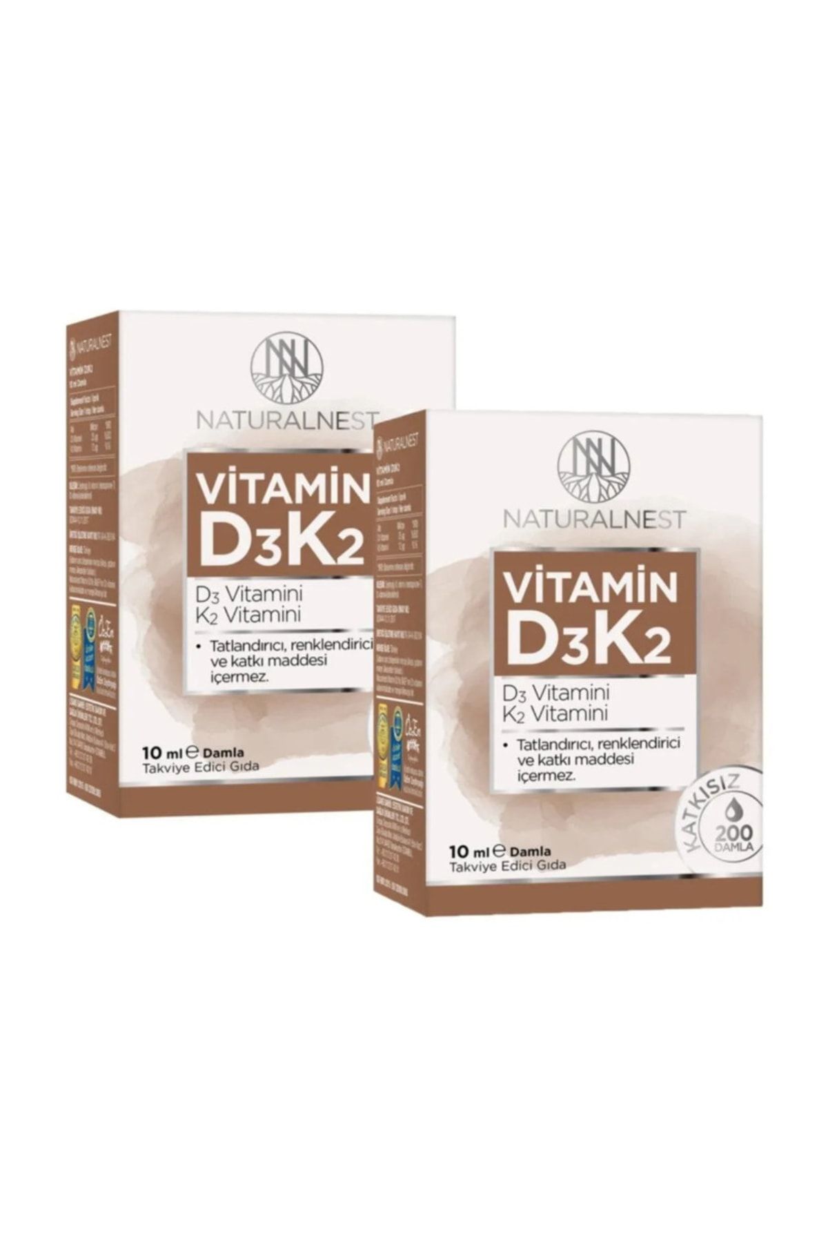 Natural Nest Vitamin D3 K2 Damla Takviye Edici Gıda 2 Kutu 10 ml