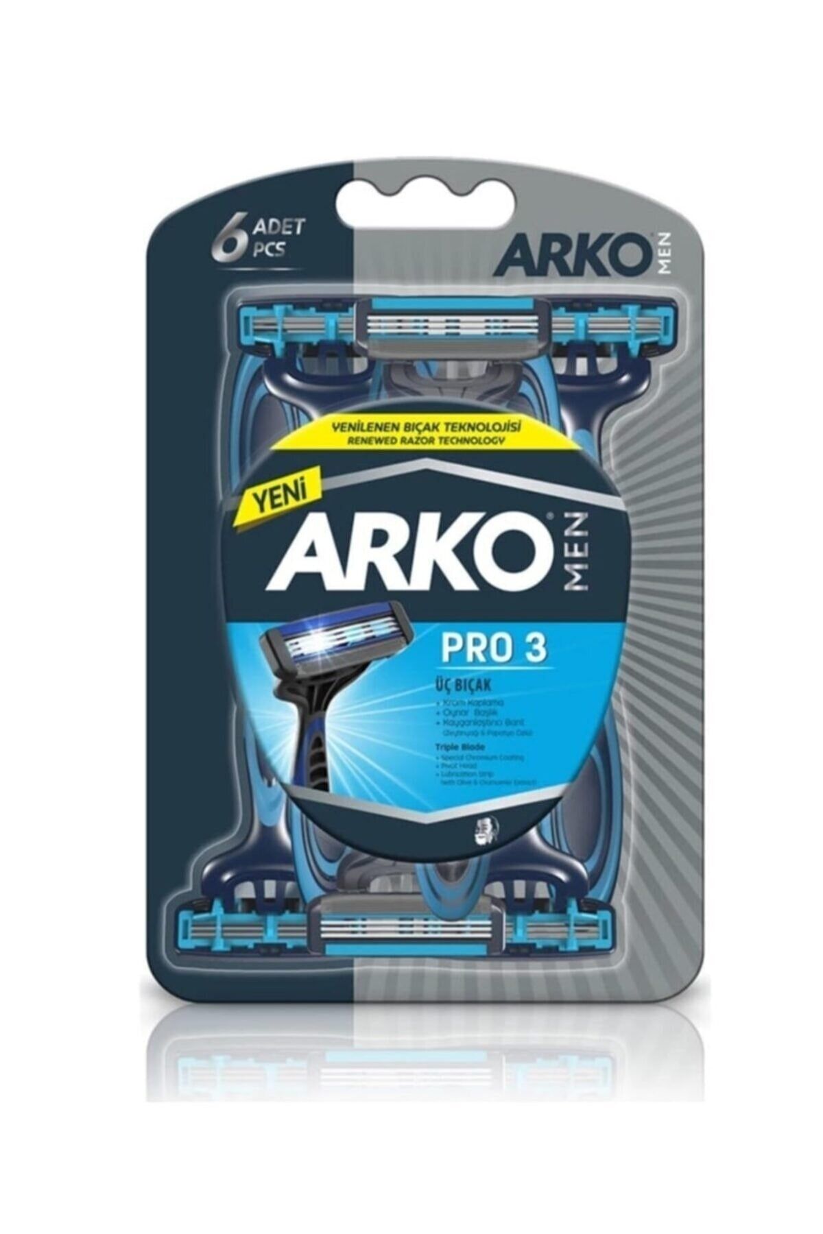 Arko Home Men Pro 3 Bıçaklı Tıraş Bıçağı 6'lı