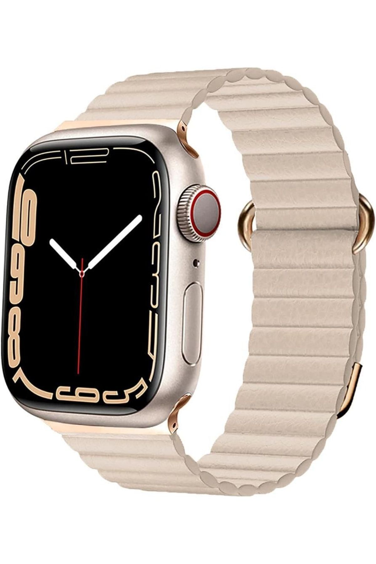 UnDePlus Apple Watch 42 44 45 49 Mm Kordon Mıknatıslı Magnetik Deri Kordon 1/2/3/4/5/6/se/se2/7/8/9/ultra