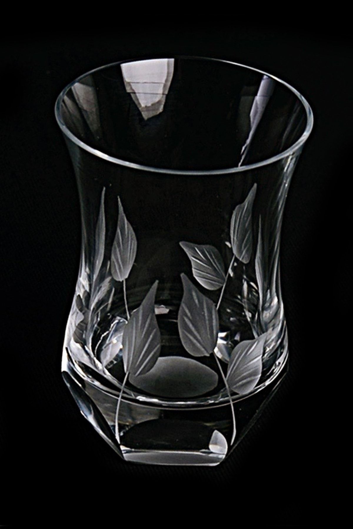 DECOSTYLE Yaprak Özel Yapım Kesme Kristal Dekor Çay Bardağı (6 ADET) 100 Cc