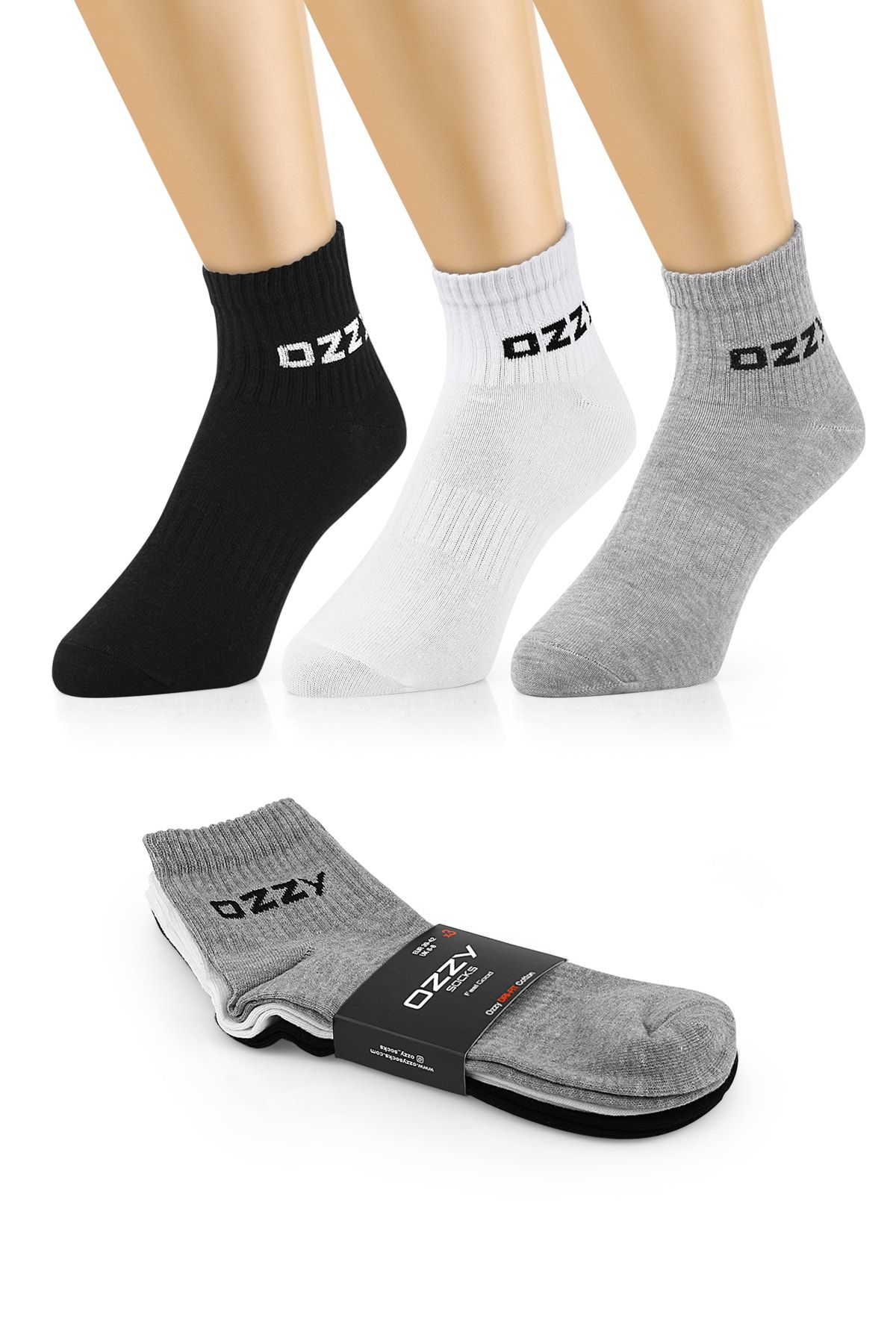Ozzy Socks 3 Çift Kısa Konçlu Tenis Spor Çorabı Asorti Paket