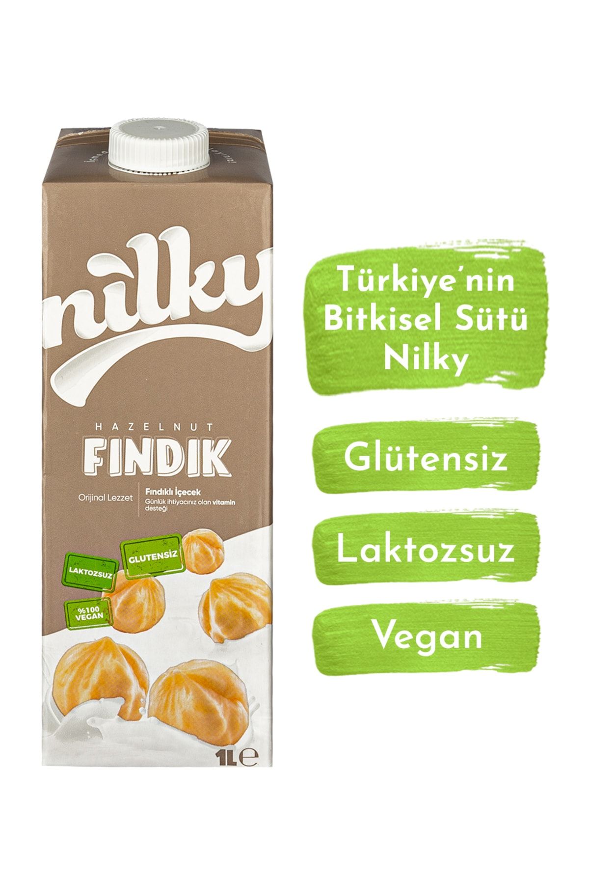 NİLKY Fındık Sütü Glütensiz Bitkisel Bazlı Laktosuz Vegan 1 Lt