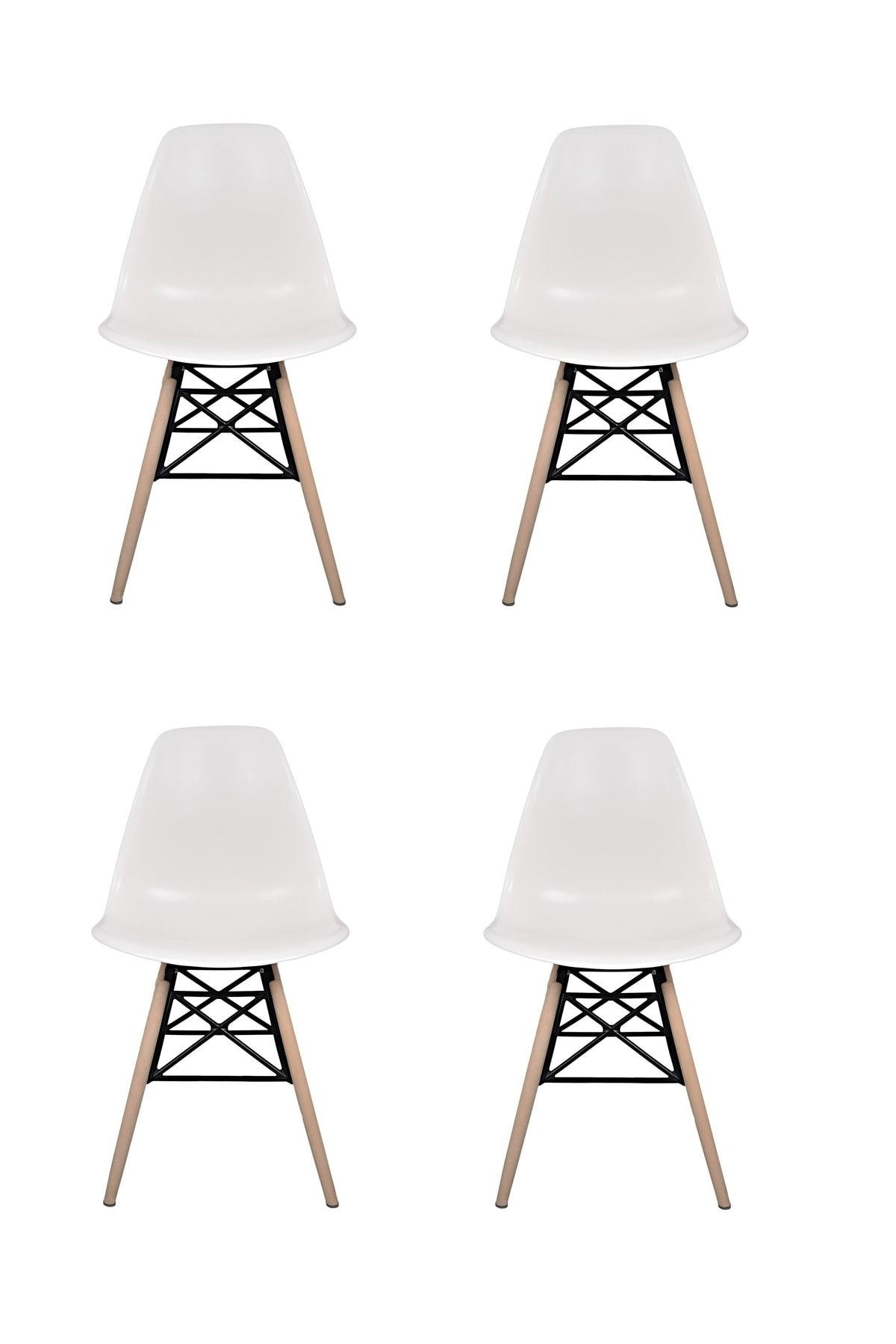 Dorcia Home Eames Plastik Kafesli Sandalye - 4 Adet - Cafe Balkon Mutfak Sandalyesi