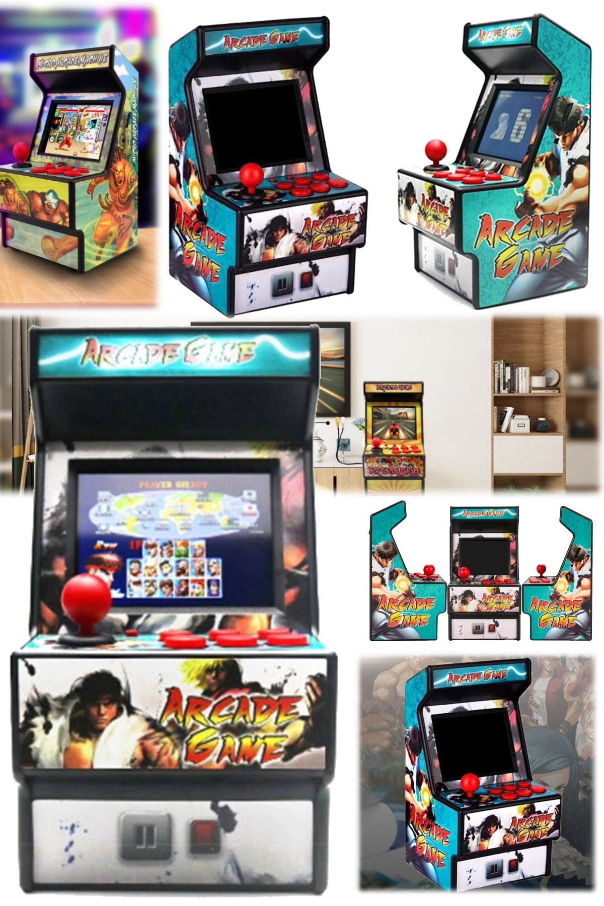 Utelips 156 Oyunlu Dövüş Mario Taşınabilir Retro 16bit El Konsolu Oyun Makinesi Mini Arcade Oyunları Vintage