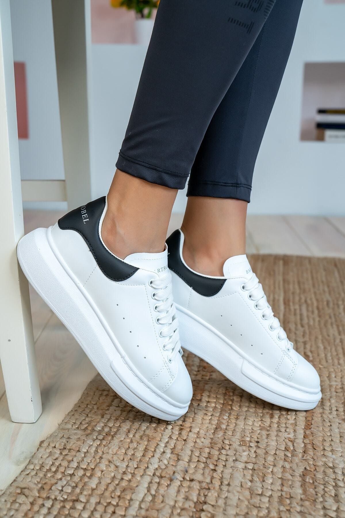Blyss Unisex Beyaz Siyah Sneaker Spor Ayakkabı