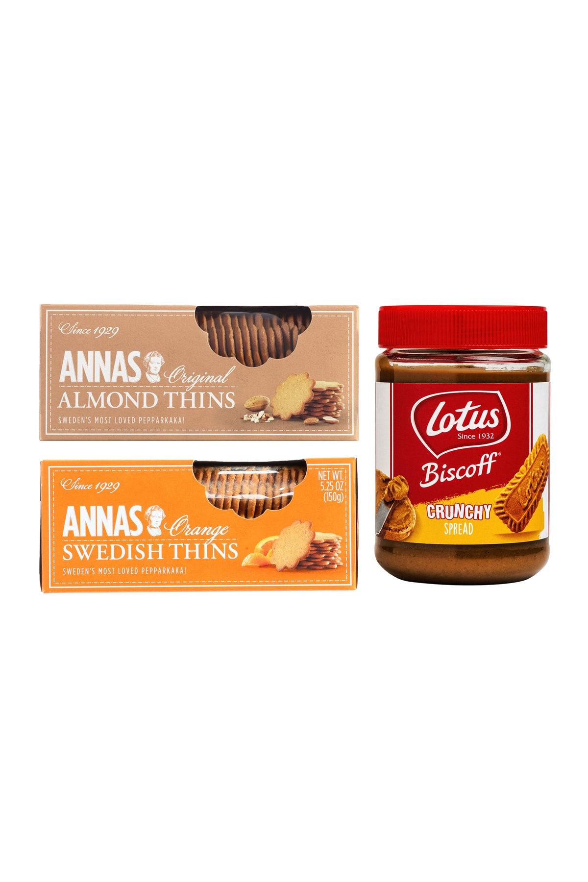 Lotus Biscoff Spread Crunchy + Annas Almond + Annas Orange 3'lü Paket