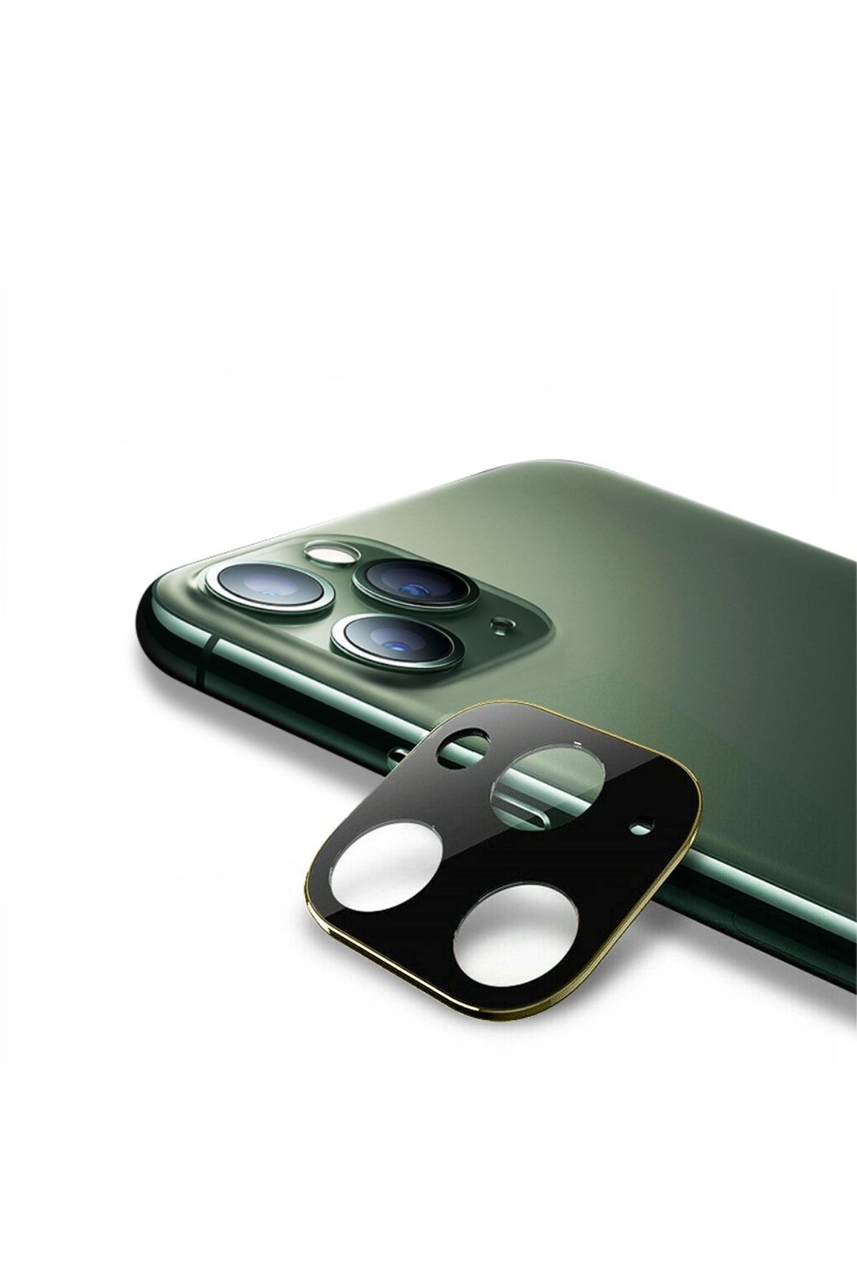 Bufalo Iphone 11 Pro Max Uyumlu  Kamera Lens Koruyucu Metal Kenarlı Cam Gold-altın