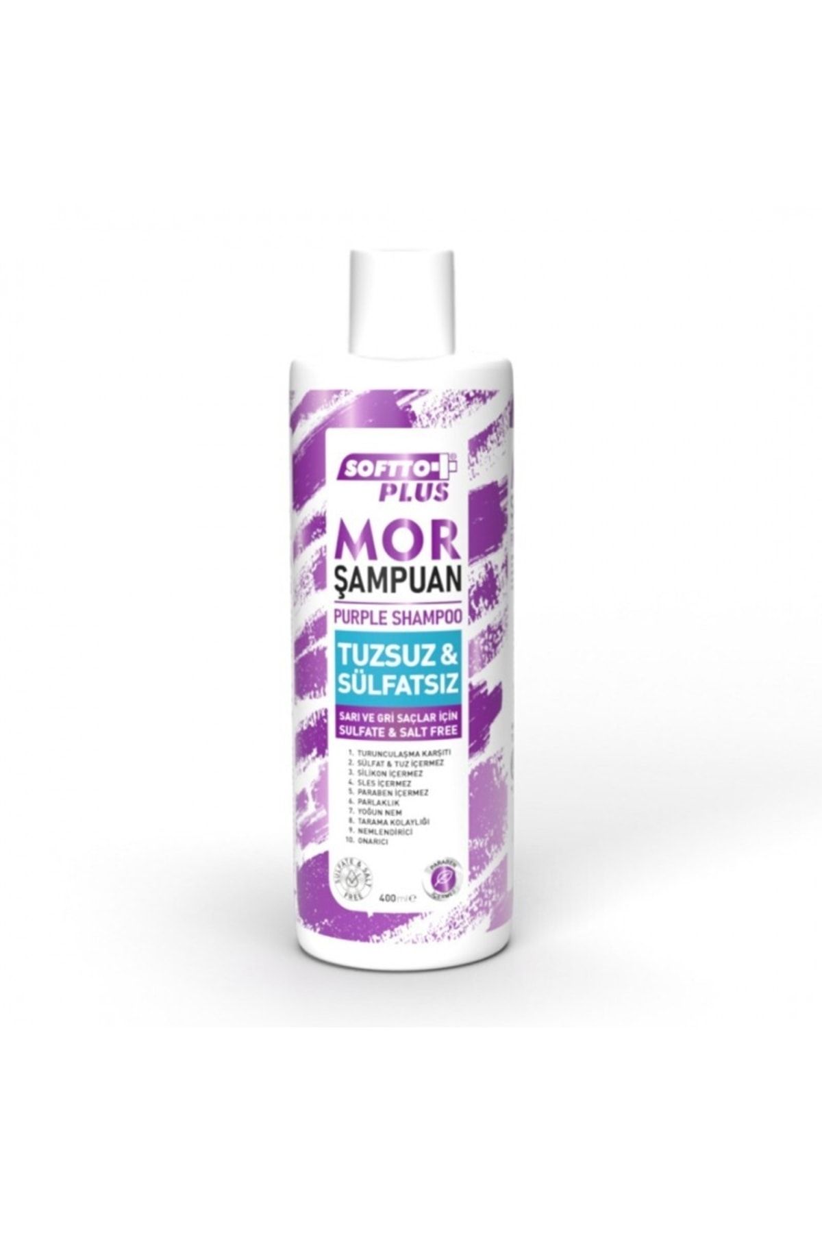 Softto Plus Renk Koruyucu Parlaklık Verici Turunculaşma Karşıtı Sülfatsız Mor Şampuan 400 ml