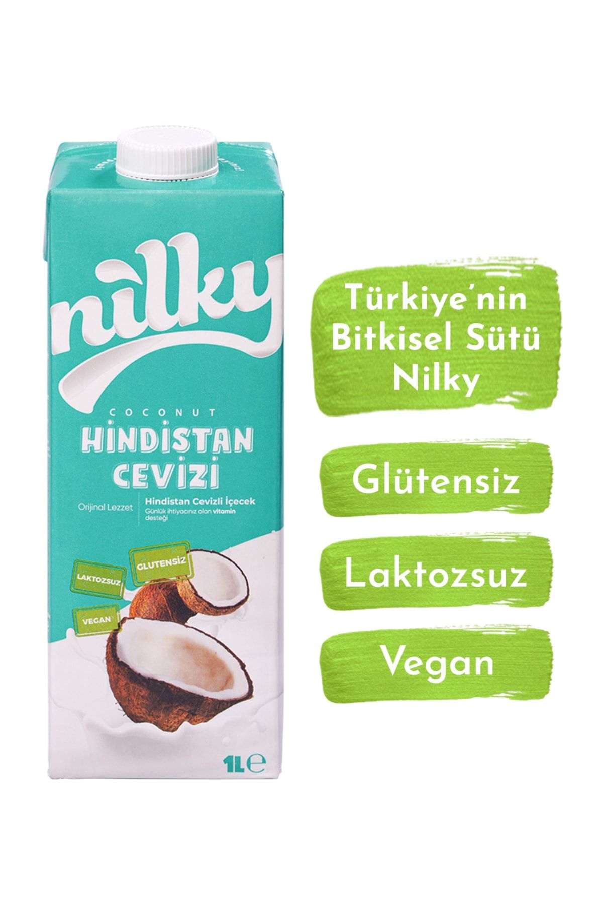 NİLKY Hindistan Cevizi Sütü Glütensiz Bitkisel Bazlı Laktosuz Vegan 1 Lt