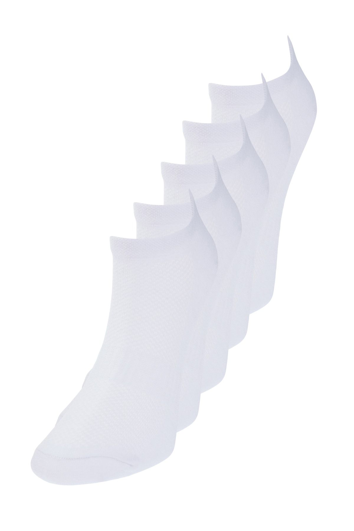 TRENDYOLMİLLA Beyaz 5'li Paket Pamuklu Örme Spor Çorap TWOAW20CO0011