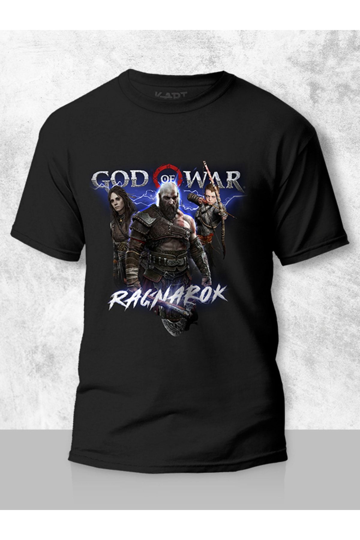 Genel Markalar K-art The God Of War Ragnarok Tasarımlı Siyah Unisex T-shirt