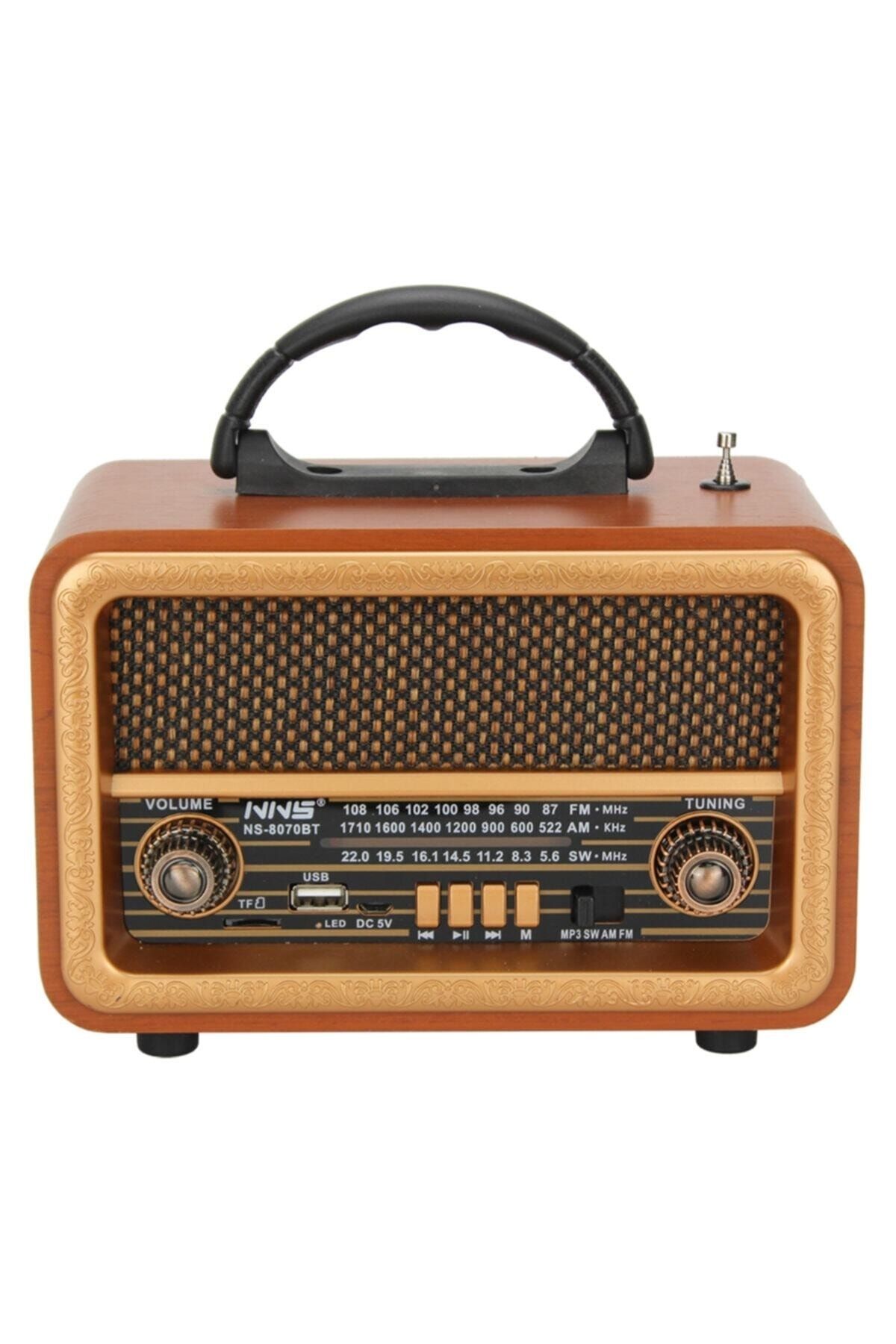 NNS Taşınabilir Nostaljik Fm Radyo Bluetooth Tf Kart Usb Destekli Ahşap Kasa Radyo