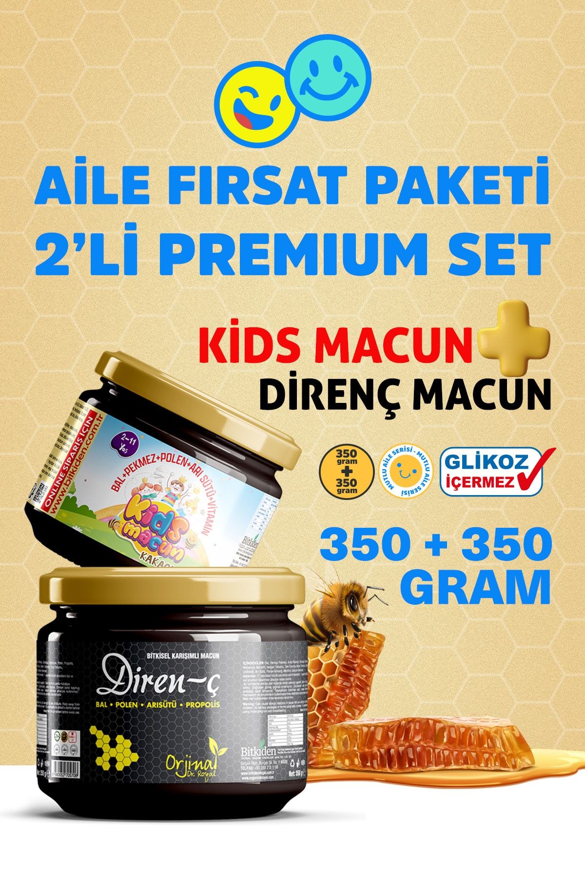 NLife 2 Li Set Kids Macun Çocuklara Özel Ve Orjinal Dr. Royal Direnç Macun Glikoz Içermez 2x350 Gr