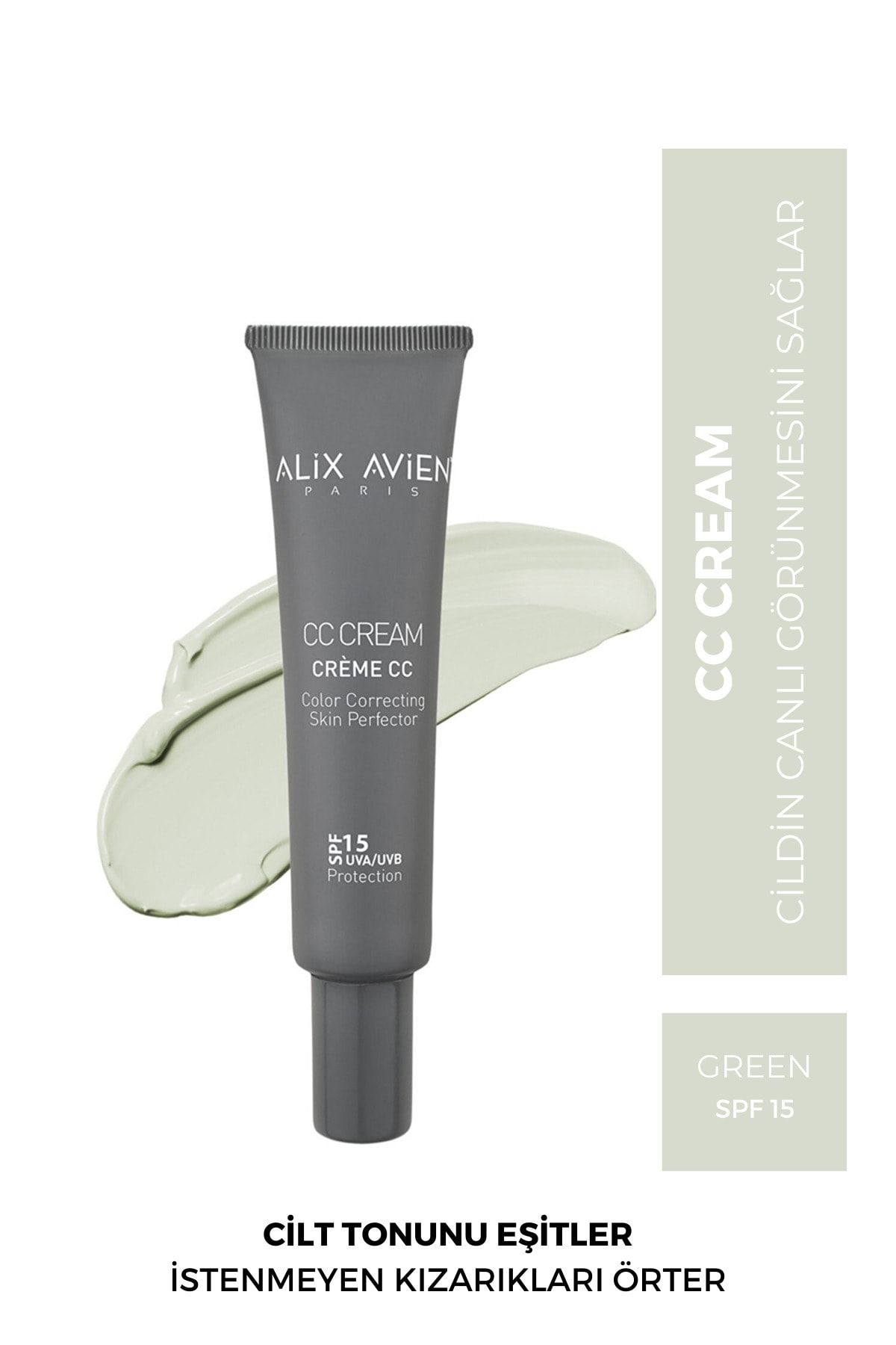 Alix Avien Cc Krem Renk Düzenleyici Yeşil - Cc Cream Green - Spf 15 Uvb/uva - 40 ml