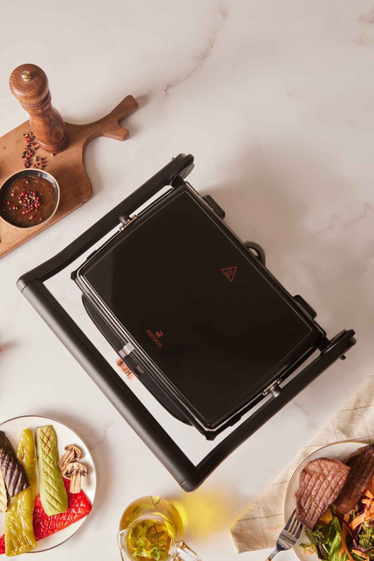 Karaca Gastro Grill Glass Premium 2400w Tost Ve Izgara Makinesi Mat Siyah