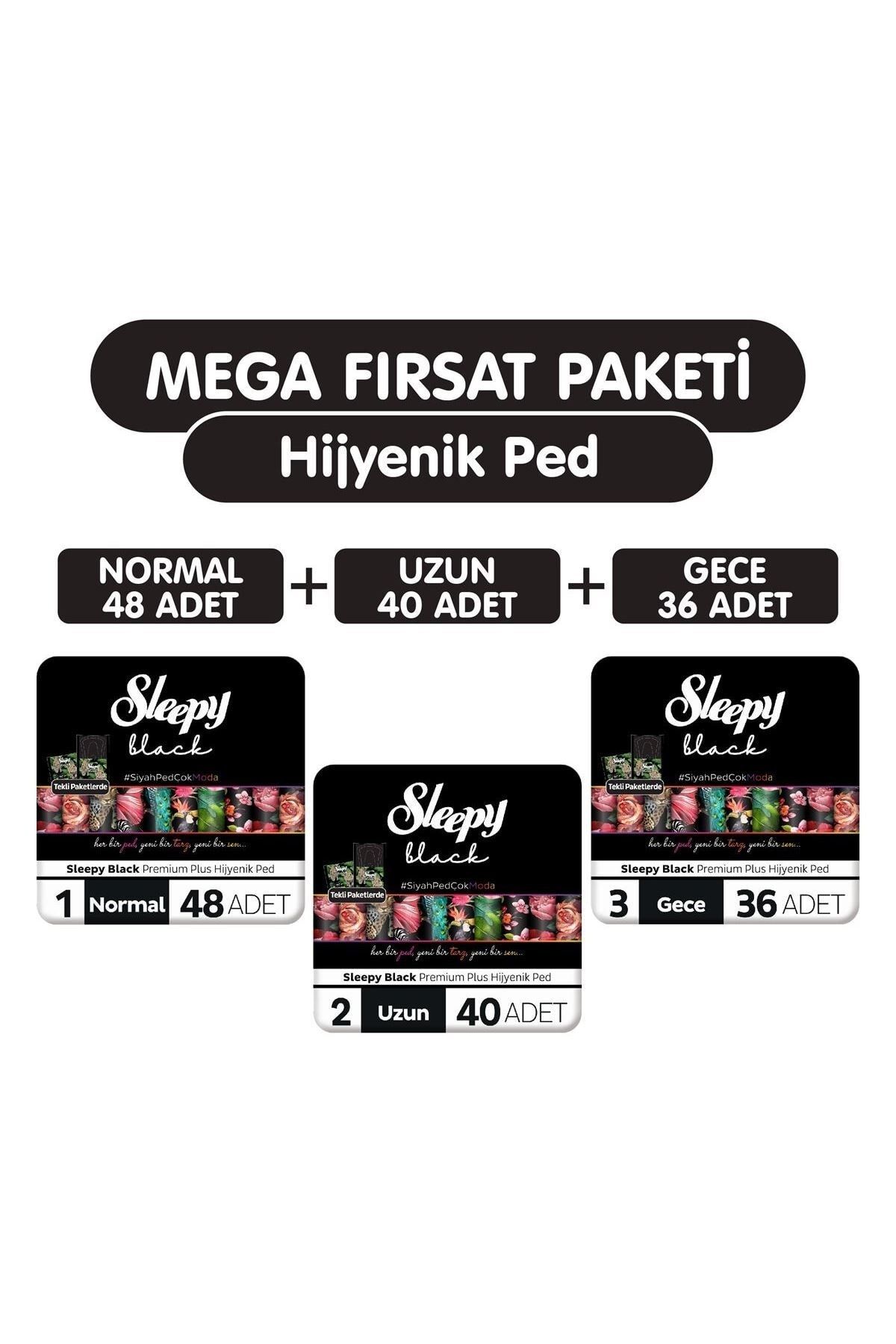 Sleepy Black Premium Plus Hijyenik Ped 124 Adet Ped Mega Fırsat Paketi