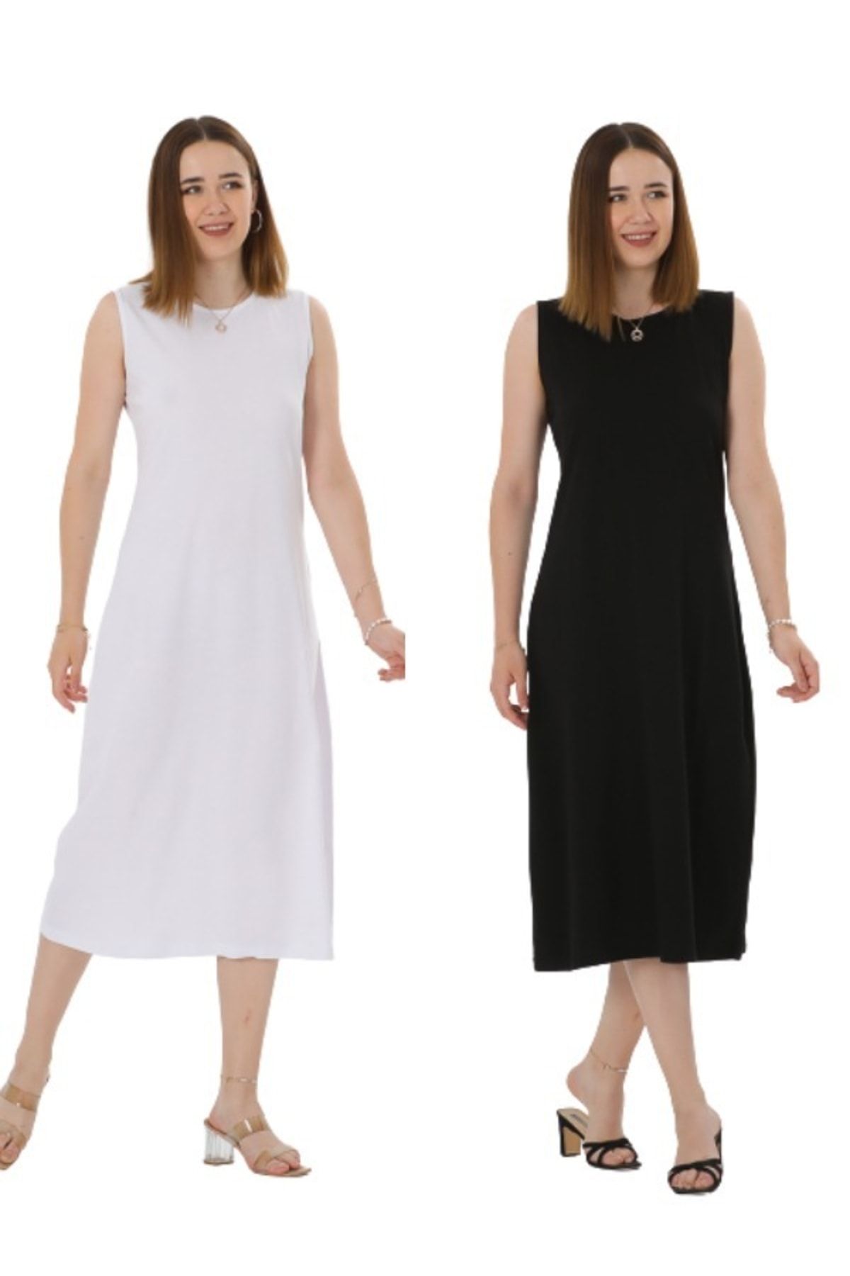 ESPİNA Kadın 2'li Siyah Beyaz Içlik Elbise