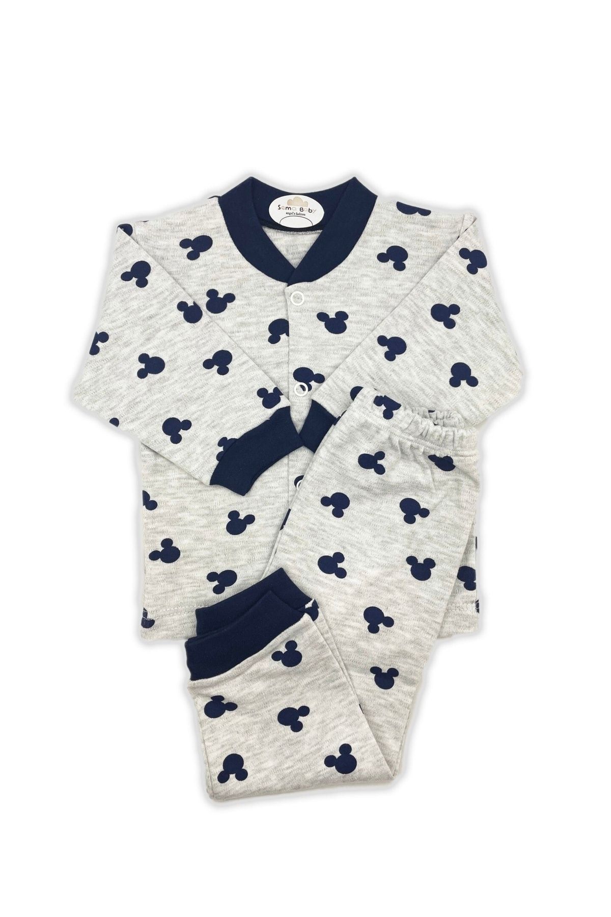 Sema Baby Mickey Mouse Bebek Pijama Takımı – Gri & Lacivert