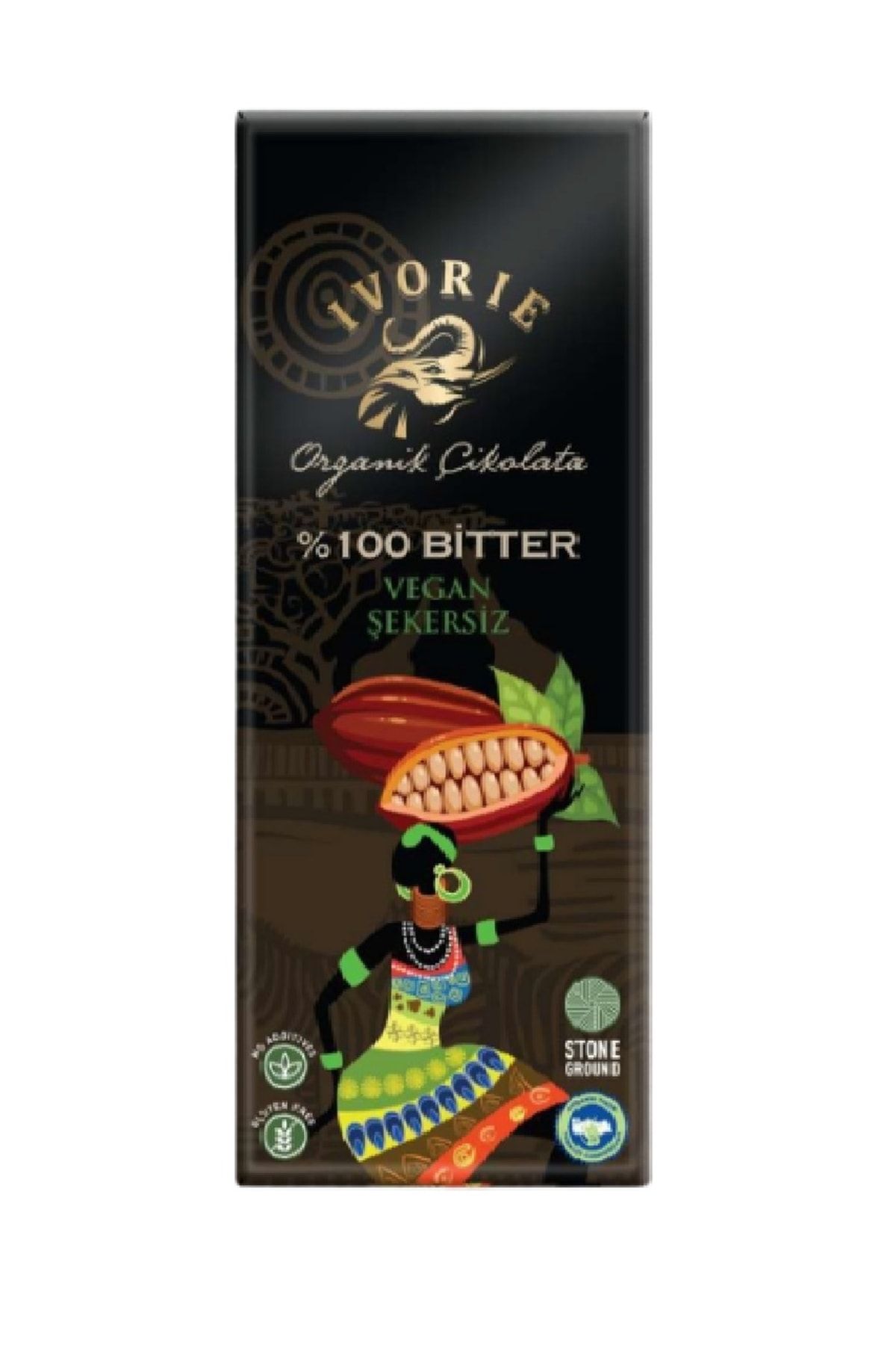 IVORIE Organik %100 Bitter Çikolata Vegan 40 Gr