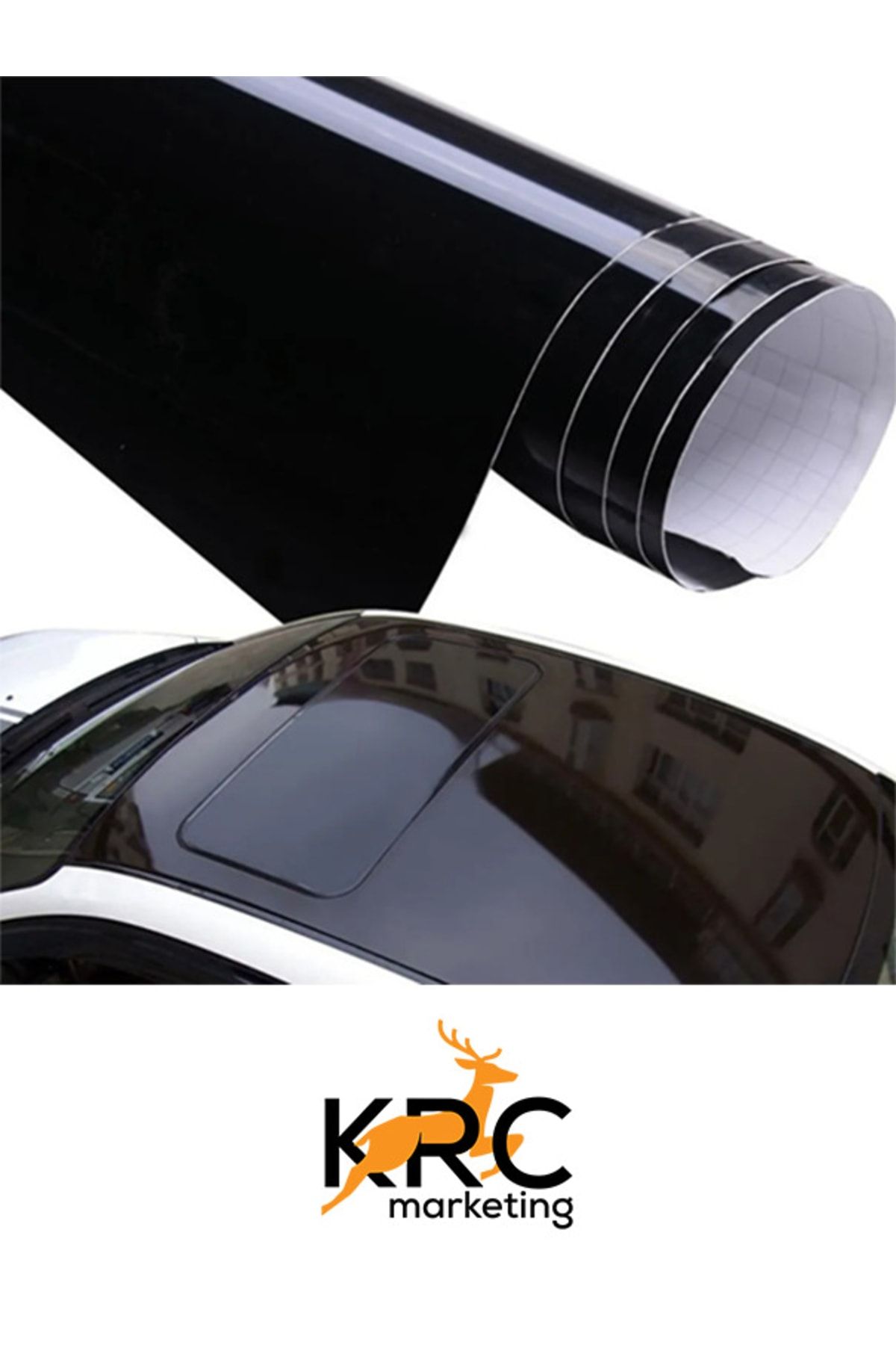KRCMARKETİNG Cam Tavan Parlak Siyah Piano Black Kaplama Folyosu 100cmx200cm