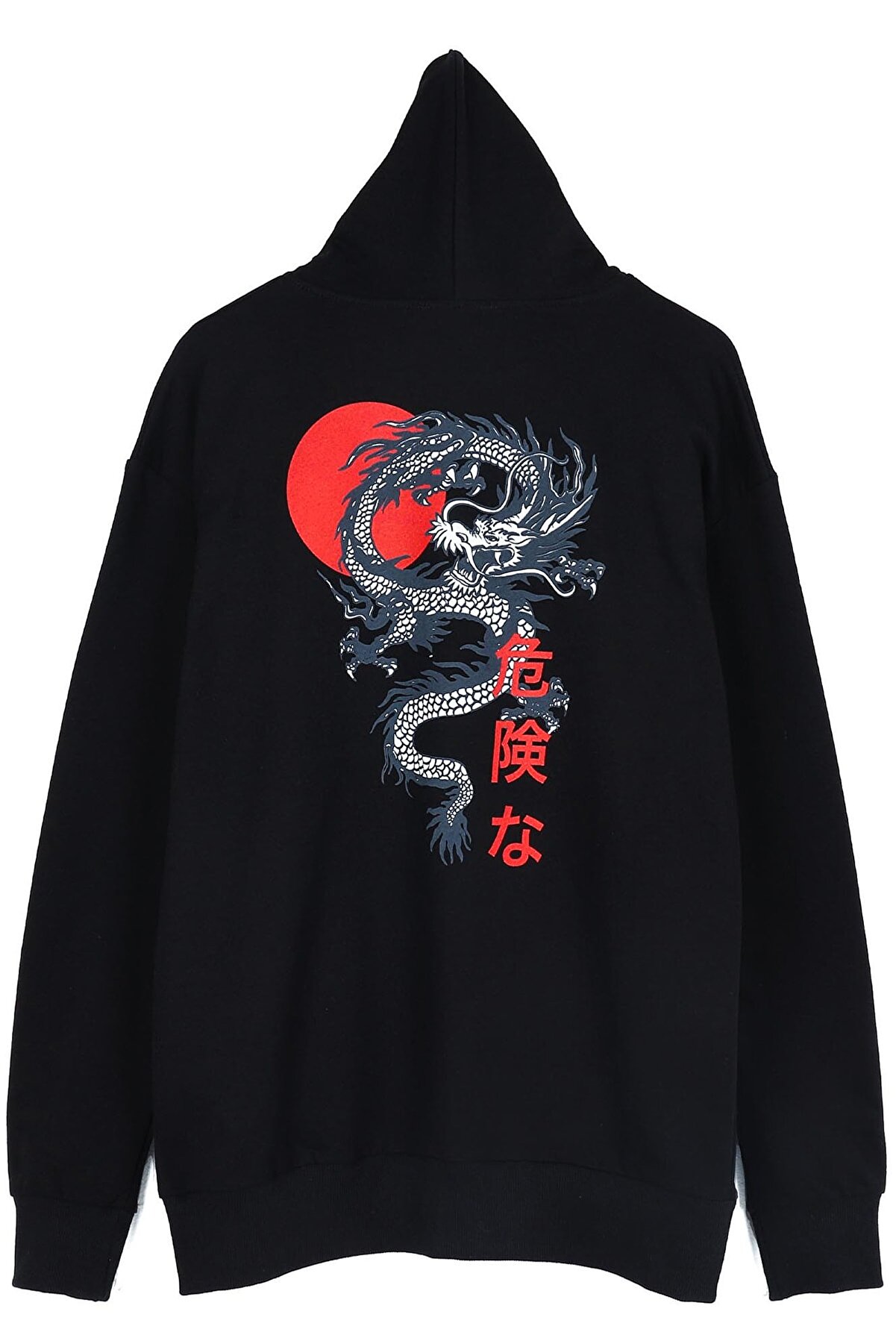 Sekizbiraltı Japon Karakter Fermuarlı Siyah Unisex Sweatshirt