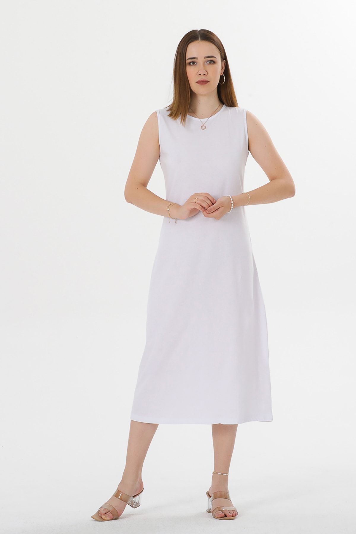 ESPİNA Beyaz Kolsuz Elbise Astarı - Içlik