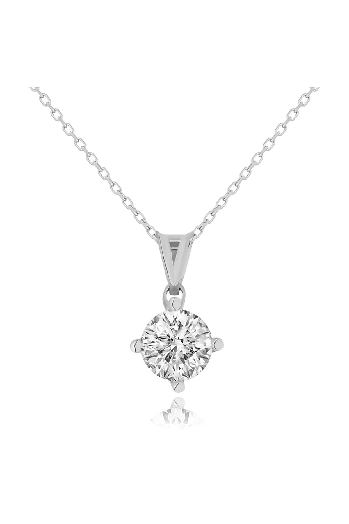 Chavin 1 Carat Zirkon Tektaş Gümüş Kolye Dh16by