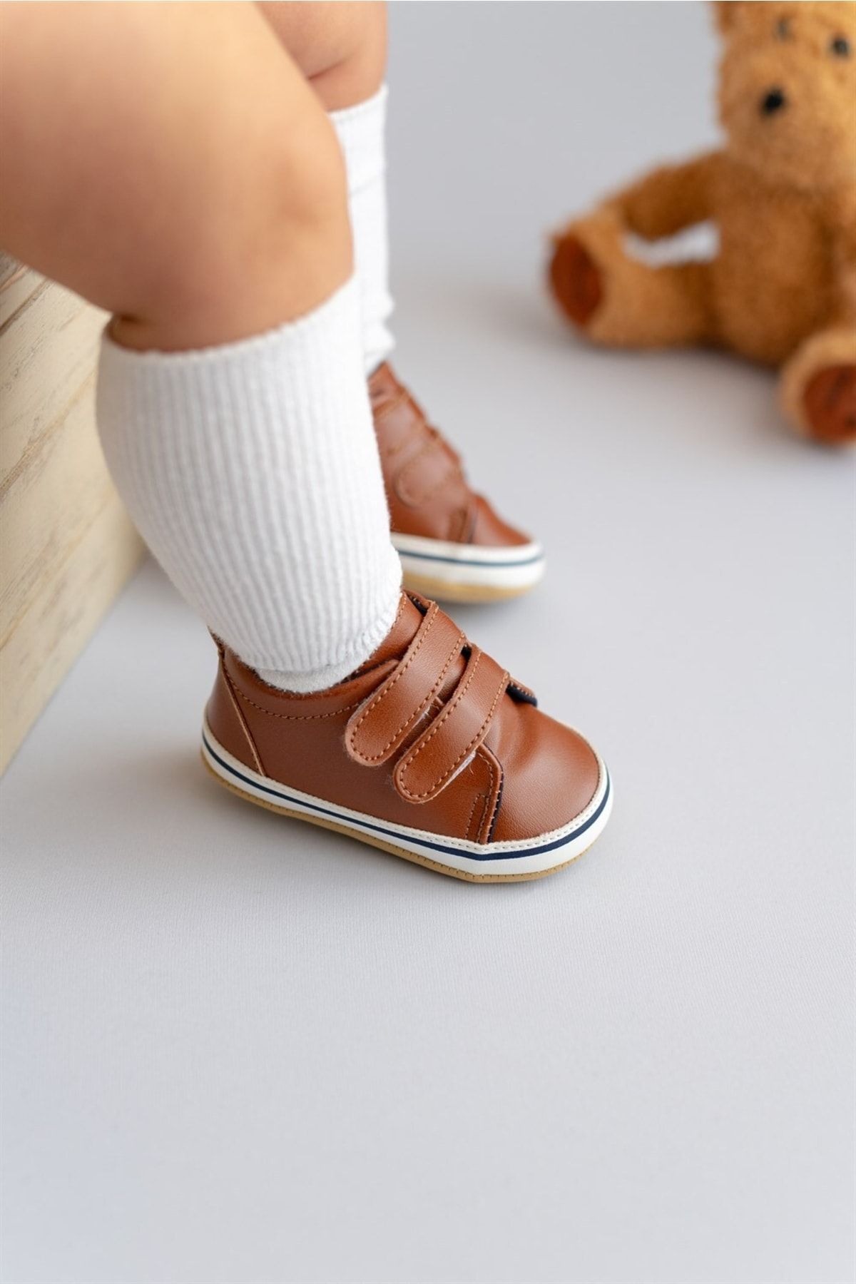 First Step Kahverengi Erkek Bebek Cırt Cırtlı Patik Ilk Adım Ayakkabısı-g-2353