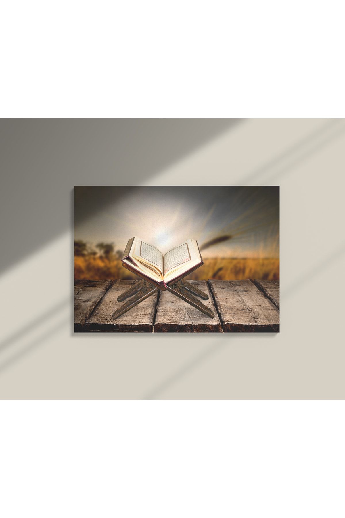 Genel Markalar Kutsal Kitap Kur'an Ardından Doğan Güneş Dekoratif Yatay Kanvas Duvar Tablosu