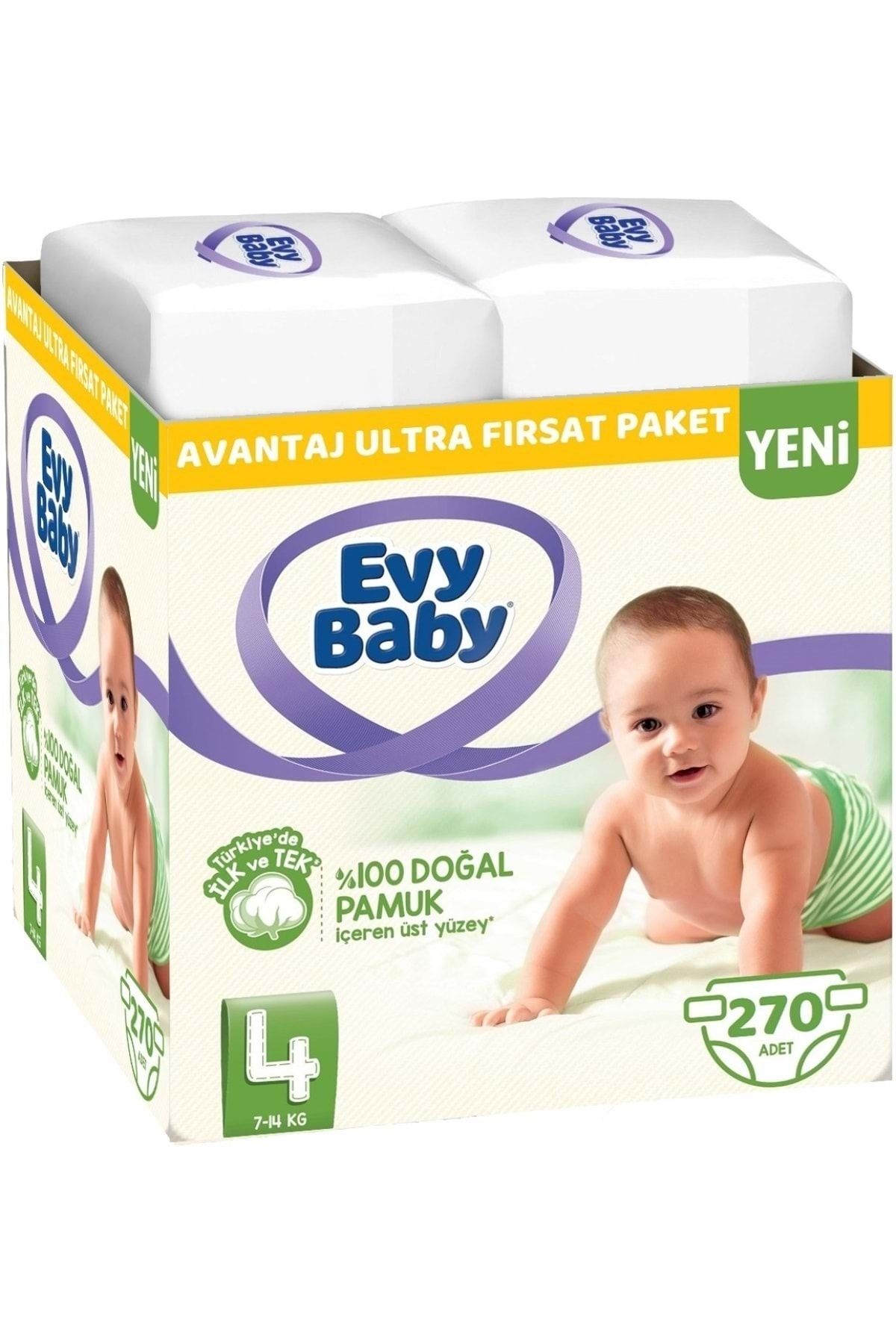 Evy Baby Bebek Bezi Beden:4 (7-14kg) Maxi 270 Adet Avantaj Ultra Fırsat Pk
