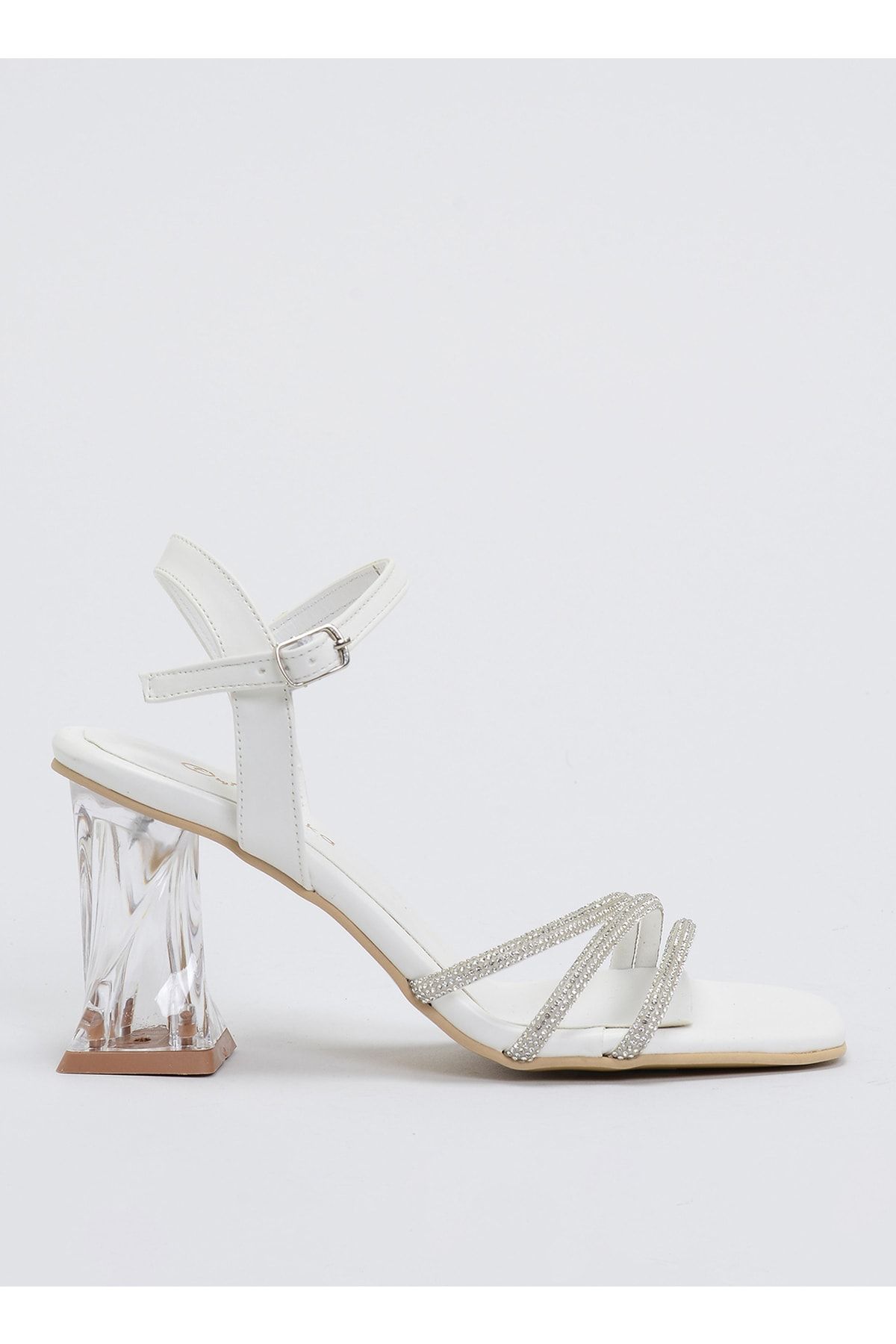 F By Fabrika Beyaz Kadın Topuklu Sandalet Herkabe