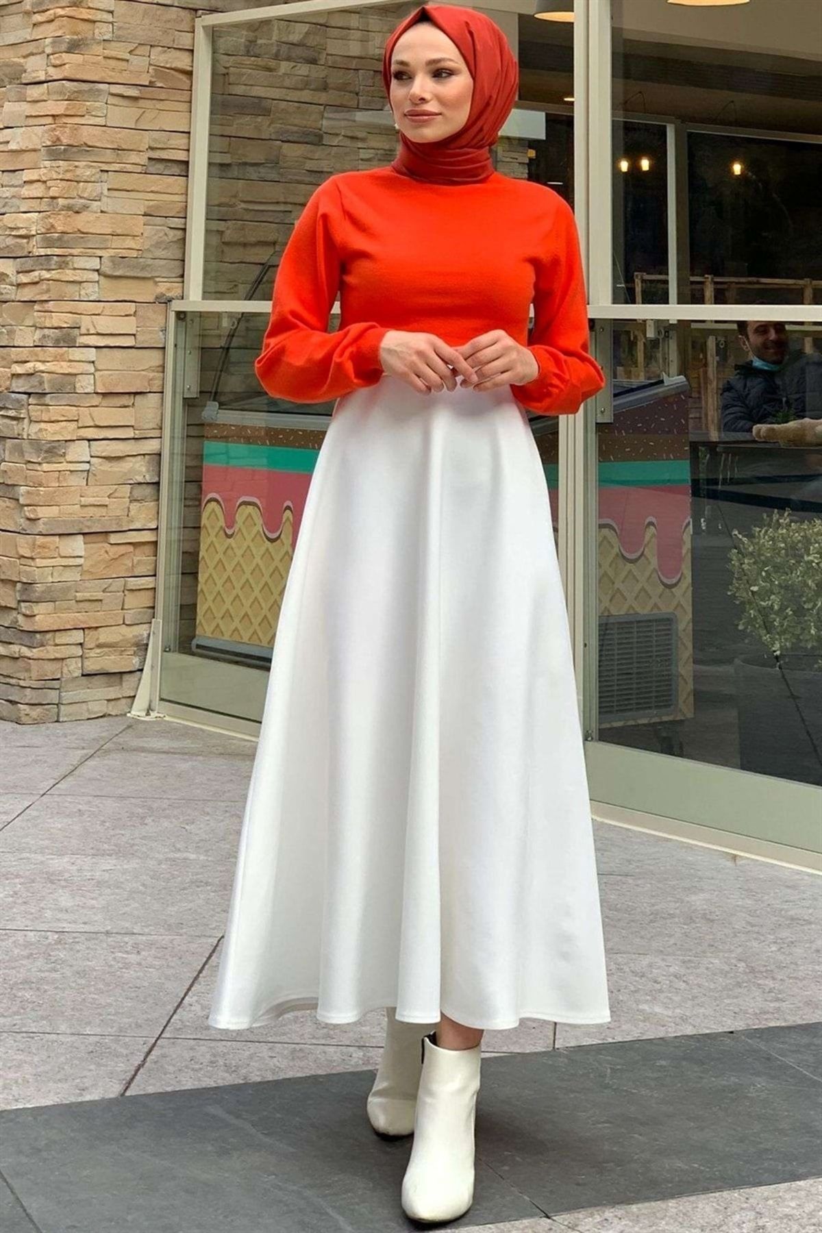 Cng Moda Maxi Krep Kloş Etek Beyaz Fiyatı, Yorumları - Trendyol