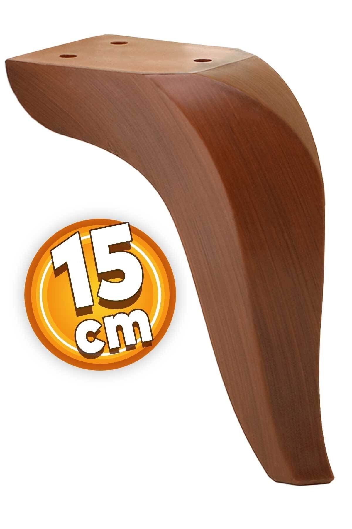 Badem10 Harvey Lüks Mobilya Kanepe Tv Ünitesi Koltuk Ayağı 15 Cm Kahverengi Ahşap Desenli Baza Ayakları