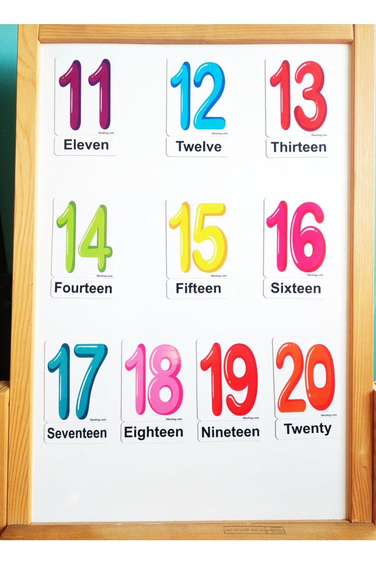 Okuling Manyetik Ingilizce Kelime Kartları Flashcards Sayılar / Numbers 11-20