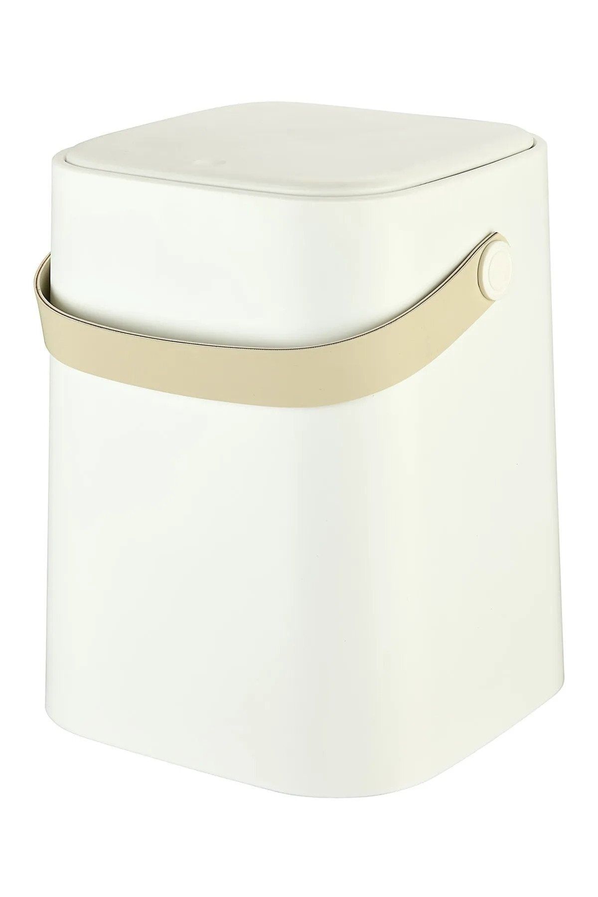 Carat Home 8 Lt Click Kapaklı Tutma Saplı Iç Kovalı Tezgah Üst Mutfak Çöp Kovası - Beyaz (büyük Boy)
