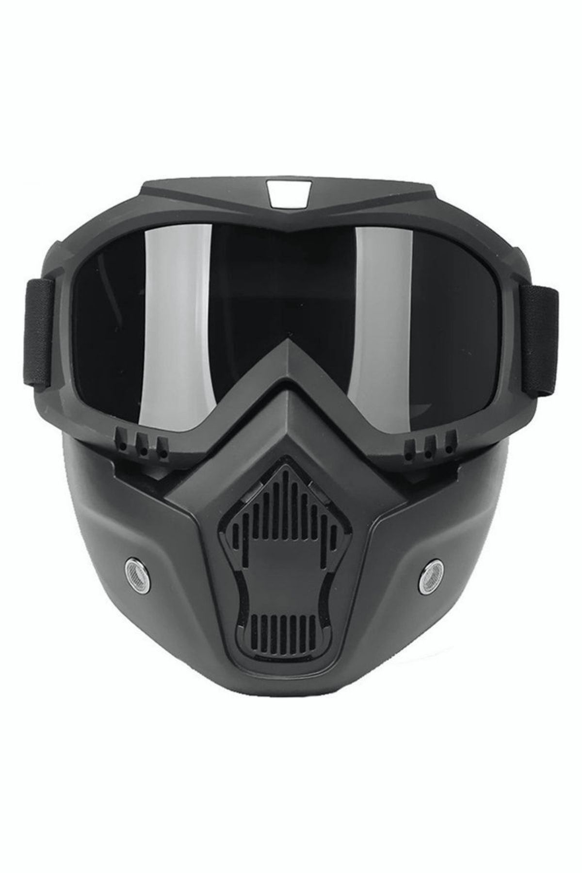ebakbak Cross Motosiklet Bisiklet Gözlüğü Açık Kask Maskesi Süngerli Bant Lastikli Jet Maske Siyah Cam