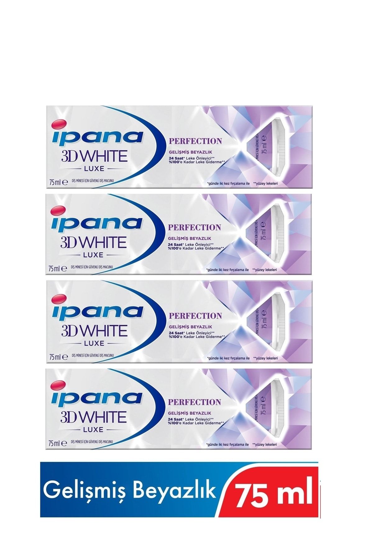 İpana 3d Whıte Luxe Perfection Gelişmiş Beyazlık Diş Macunu 75 Ml X 4 Adet