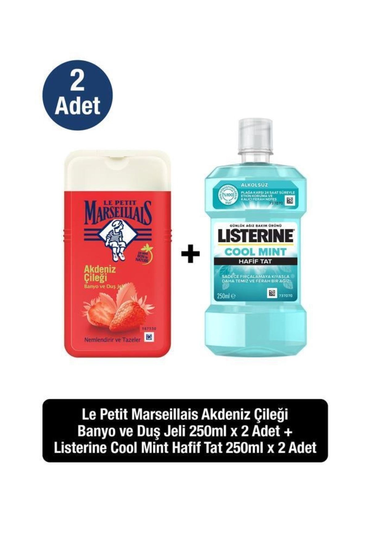 Listerine Coolmint Hafif Tat 250 Ml Ağız Bakım Suyu+ Lpm Akdeniz Çileği Banyo Ve Duş Jeli 250 Ml X2