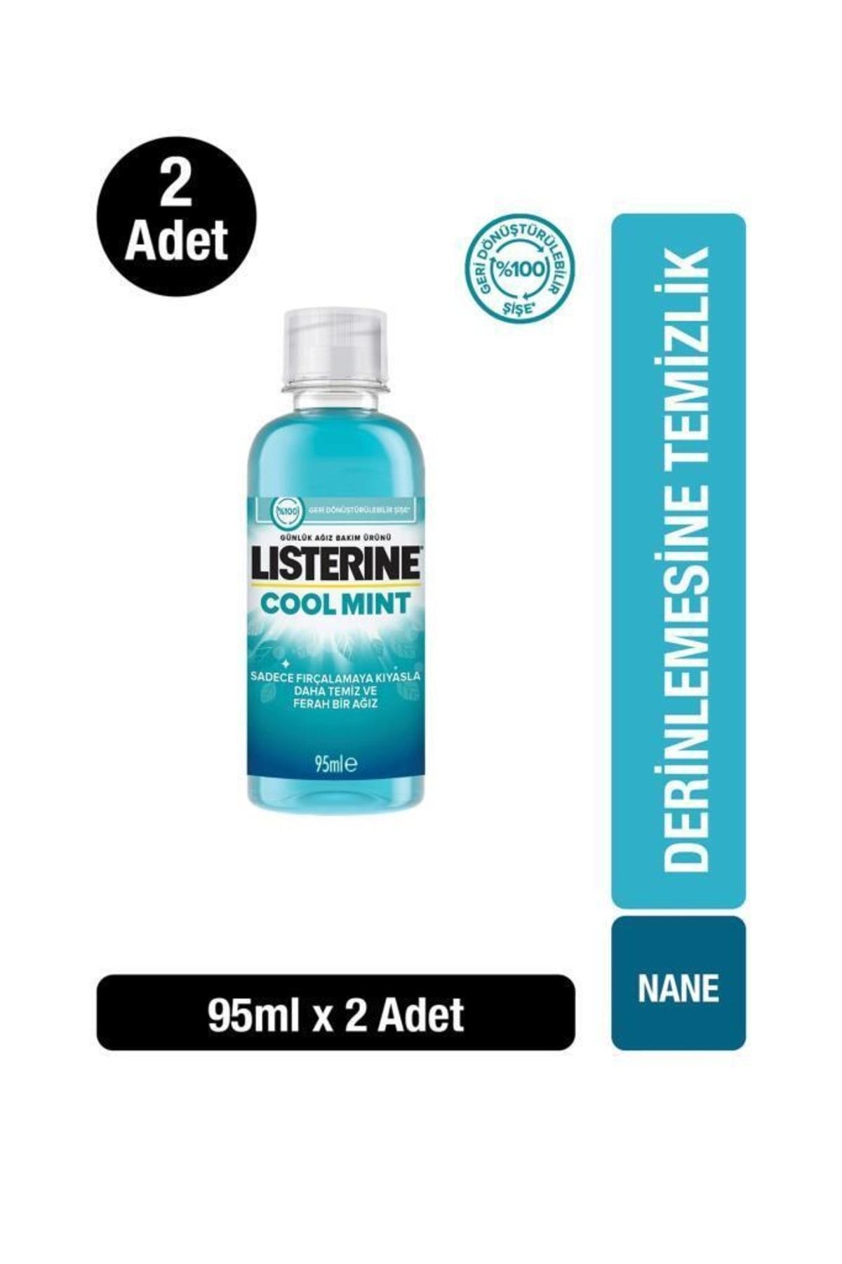 Listerine Cool Mint Ağız Bakım Suyu 95 ml X2 Seyahat Boy