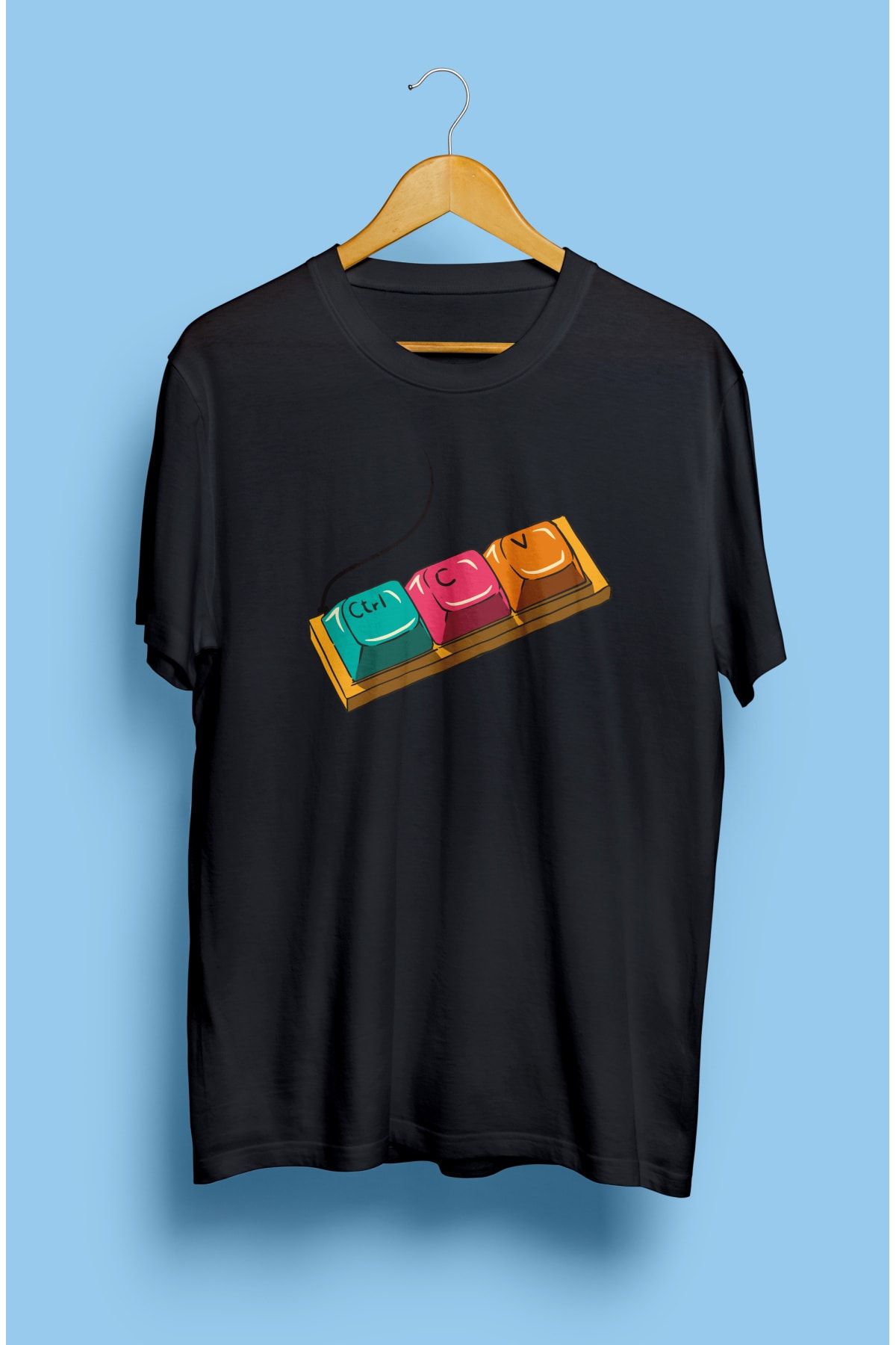 cuento estilo Klavye Ctrl+c+v Kopyala Yapıştır Tasarım Baskılı Unisex Tişört
