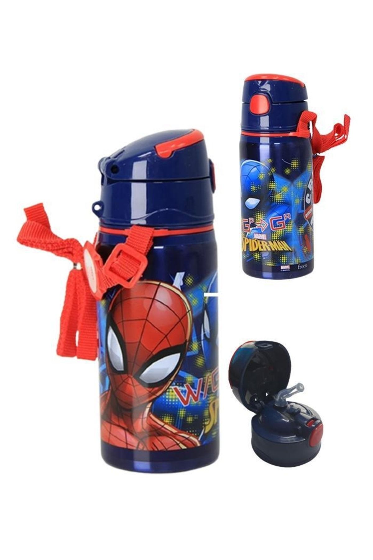 Frocx Erkek Çocuk Örümcek Adam Çelik Matara 500ml 1 Adet Spiderman Çelik Suluk 1 Adet Lisanslı Okul Matara