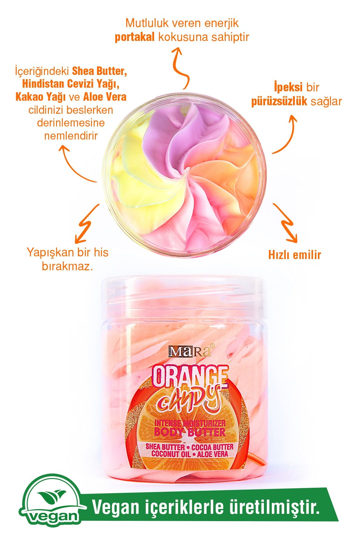 Mara Orange Candy Body Butter Yoğun Vücut Nemlendirici Portakal Şekeri 100gr