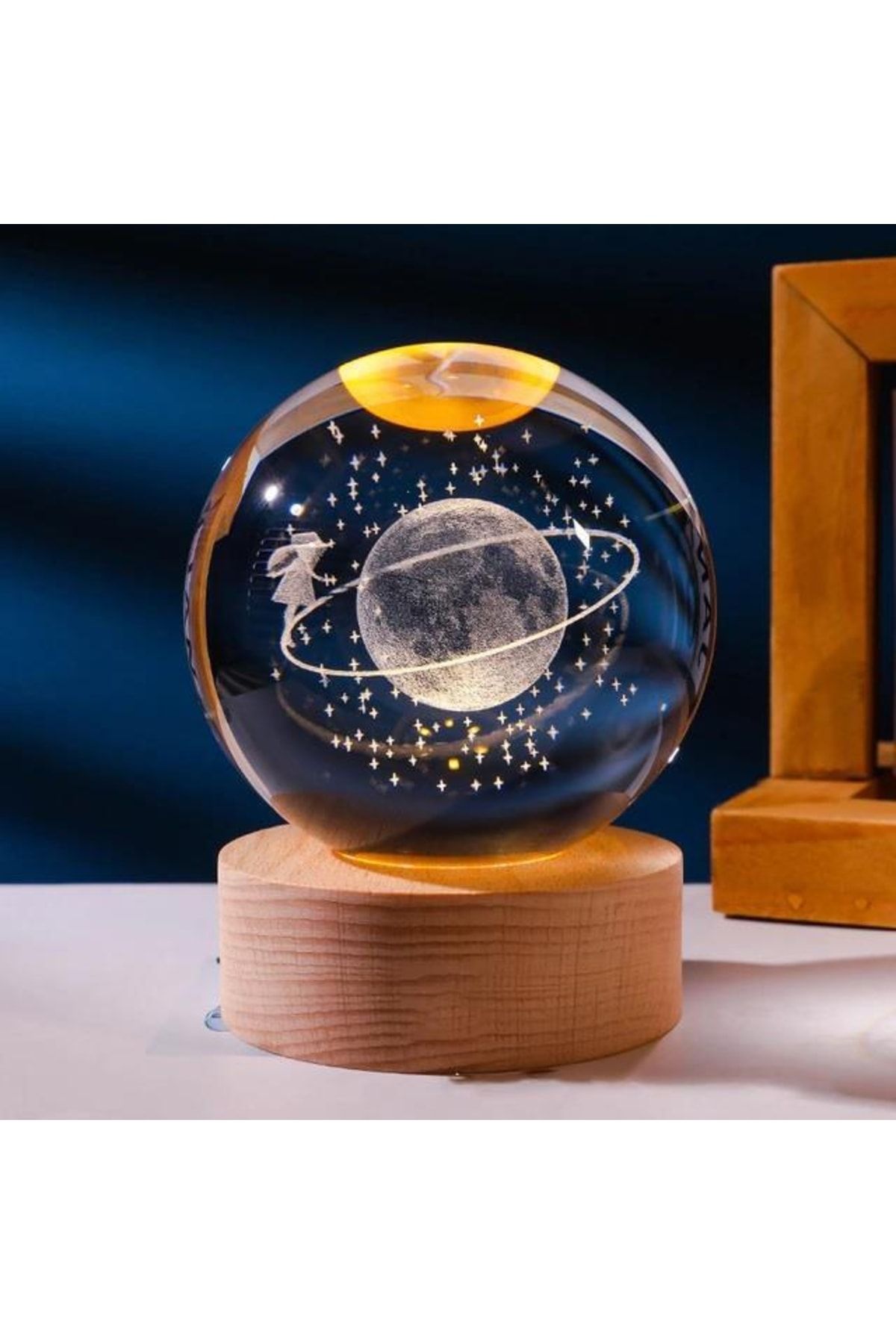 SUME Dekoratif Led Işıklı Kristal Satürn Kız Cam Küre Ev Ofis Dekor