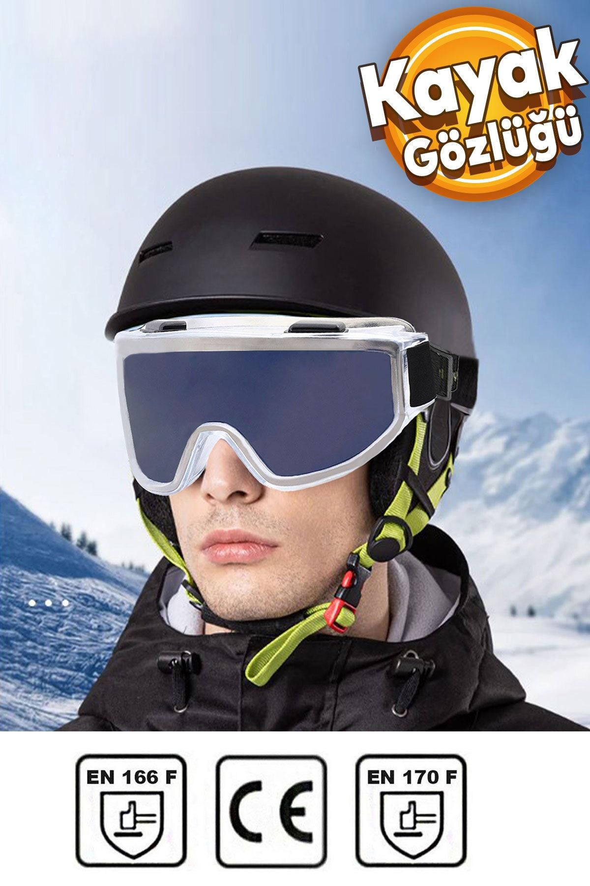 Badem10 Kayak Gözlüğü Ventilli Güneş Kar Rüzgar Gözlük Füme Snowboard Glasses Ekonomik Seri Gözlük