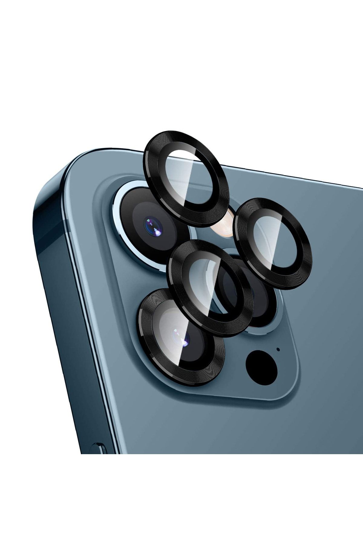 Bufalo Iphone 12 Pro Max Uyumlu Kamera Lens Koruyucu Cam Metal Kenarlı 3 lü Set