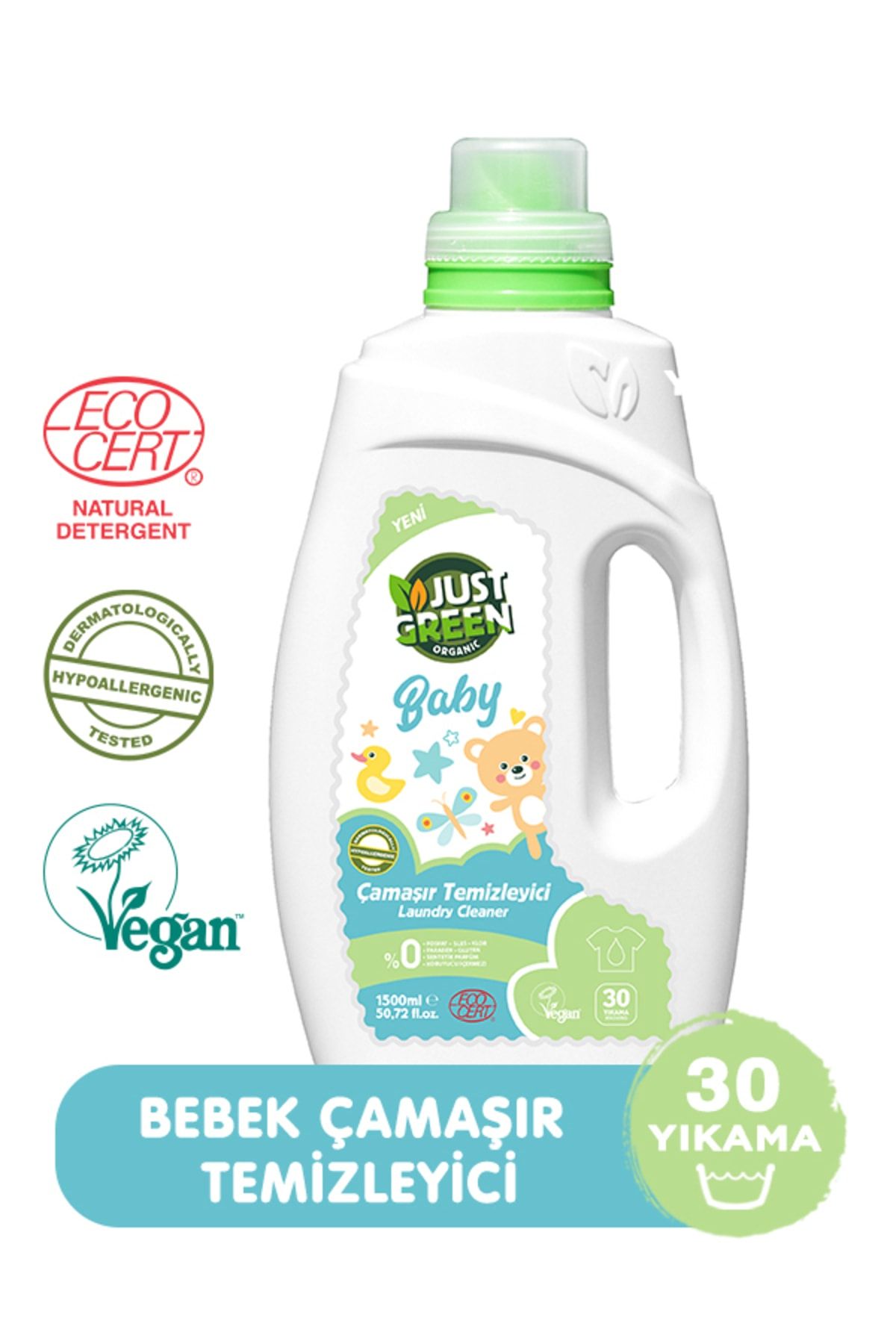 Just Green Organic Baby 30 Yıkama 1500 ml Bebek Çamaşır Deterjanı